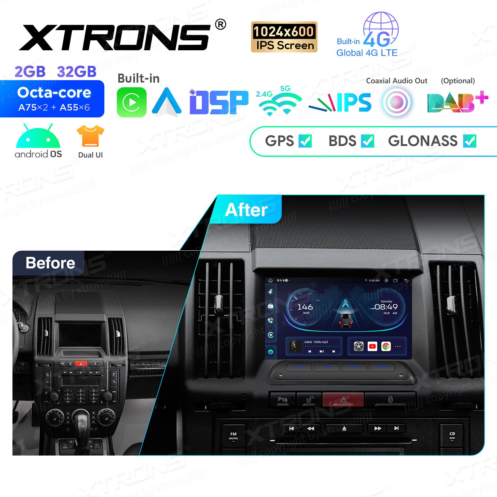 Land Rover Freelander 2 (2007-2012) Android 12  | GPS autoraadio ja multimeedia keskus