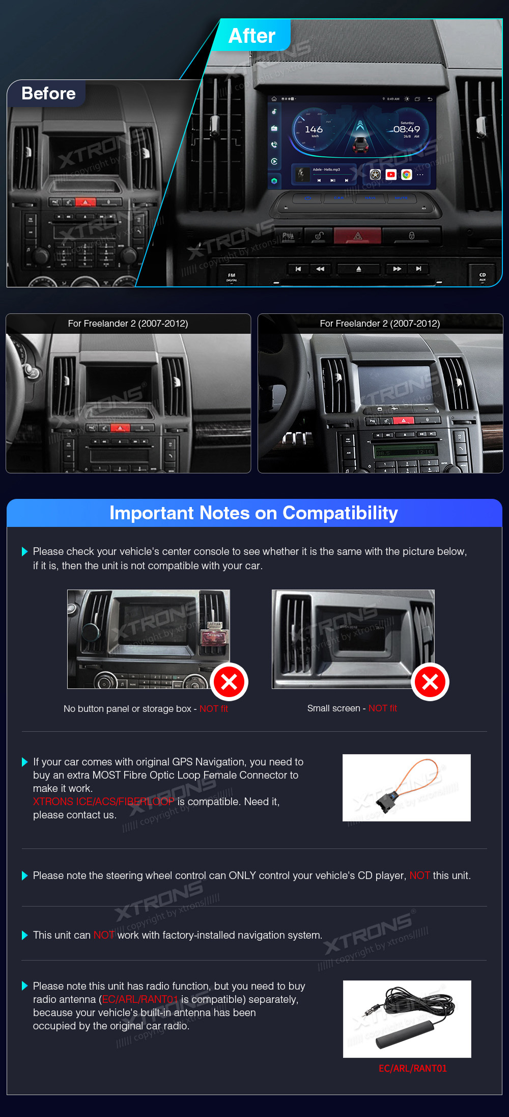 XTRONS IE72DLRL XTRONS IE72DLRL custom fit multimedia radio suitability for the car