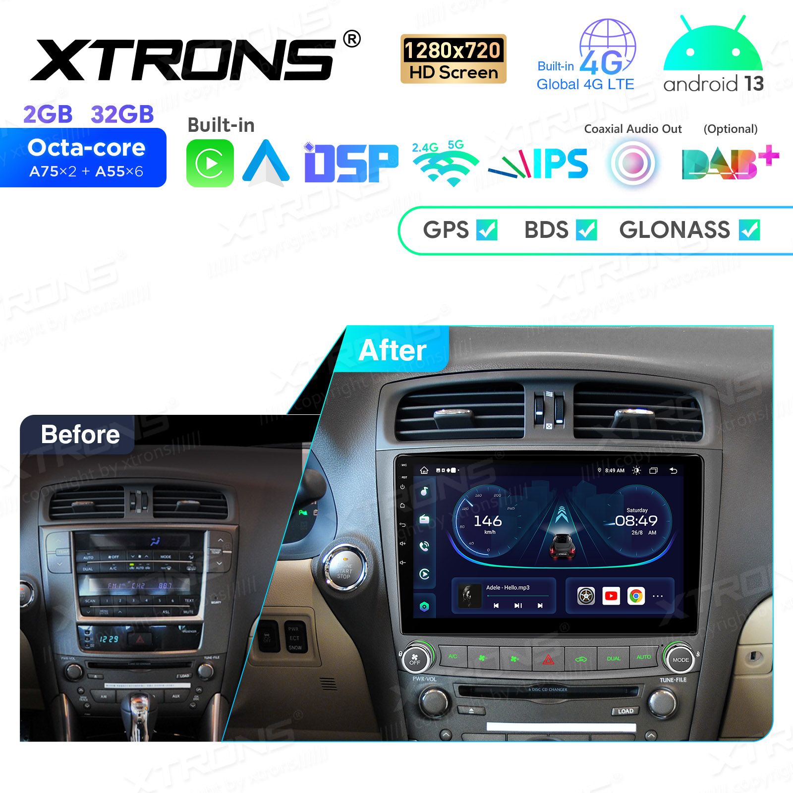 Lexus IS200 | IS300 | IS350 (2006-2012) Android 12  | GPS autoraadio ja multimeedia keskus
