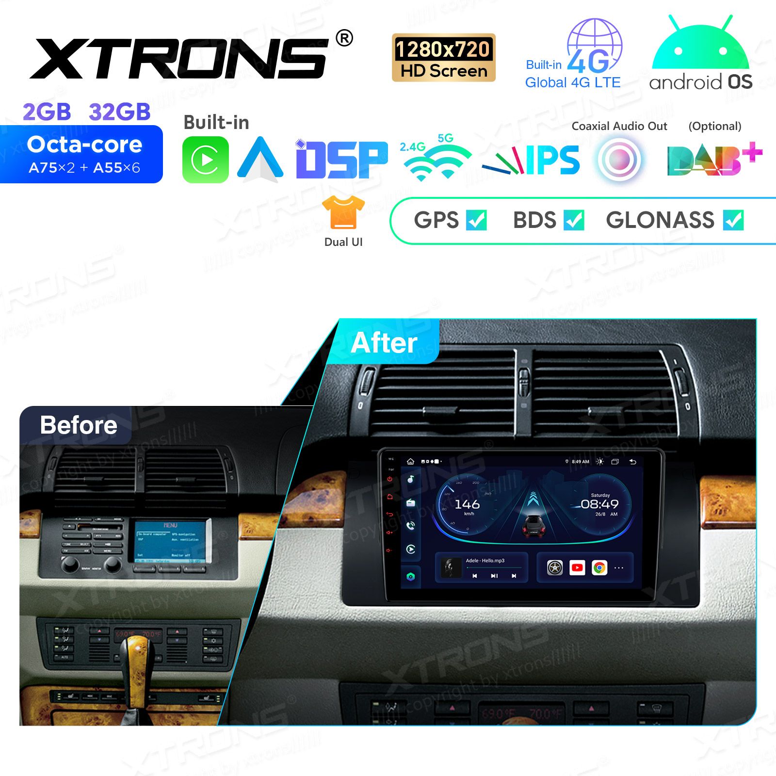 BMW X5 E53 (1999-2006) Android 12  | GPS autoraadio ja multimeedia keskus