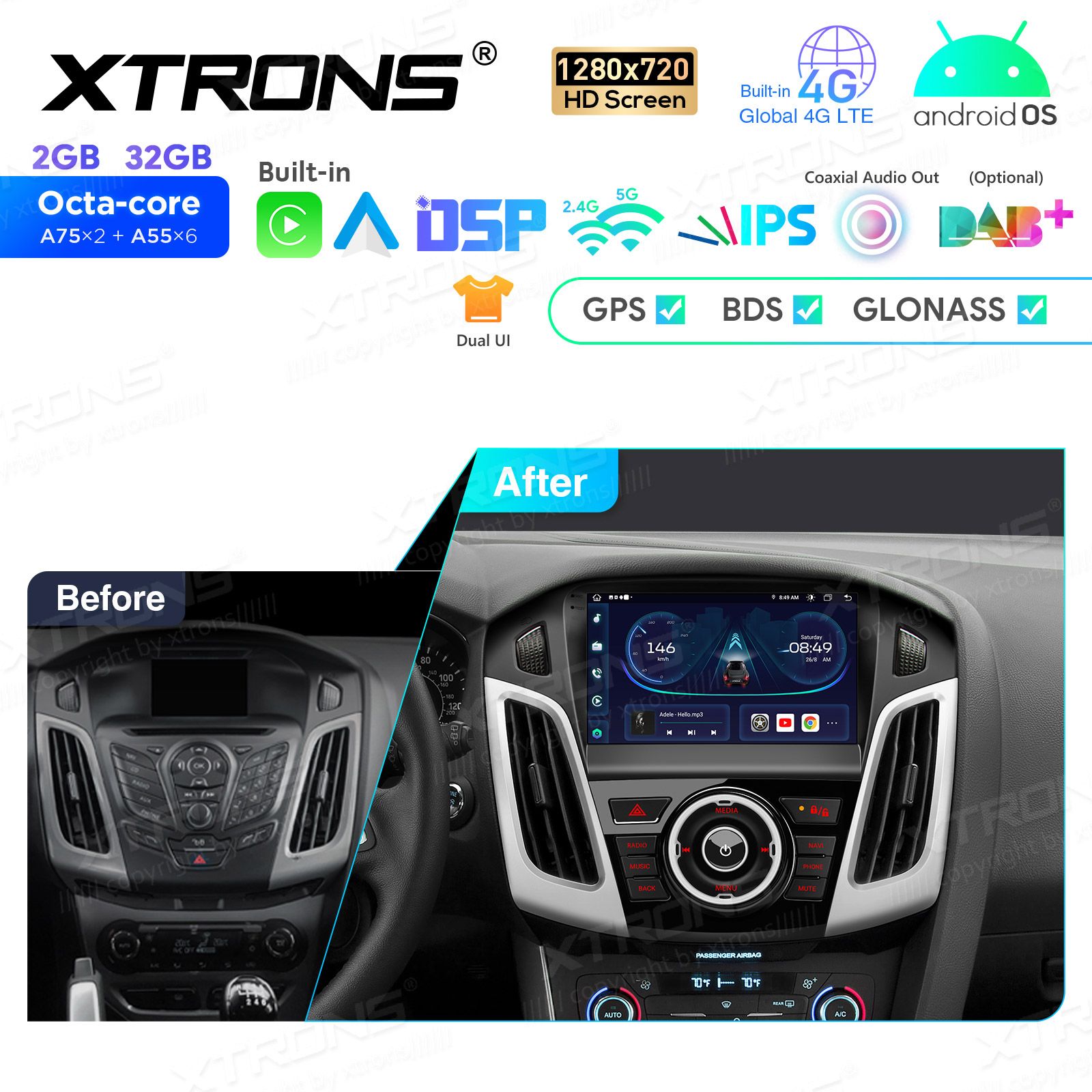 Ford Focus (2012-2017) Android 12  | GPS autoraadio ja multimeedia keskus