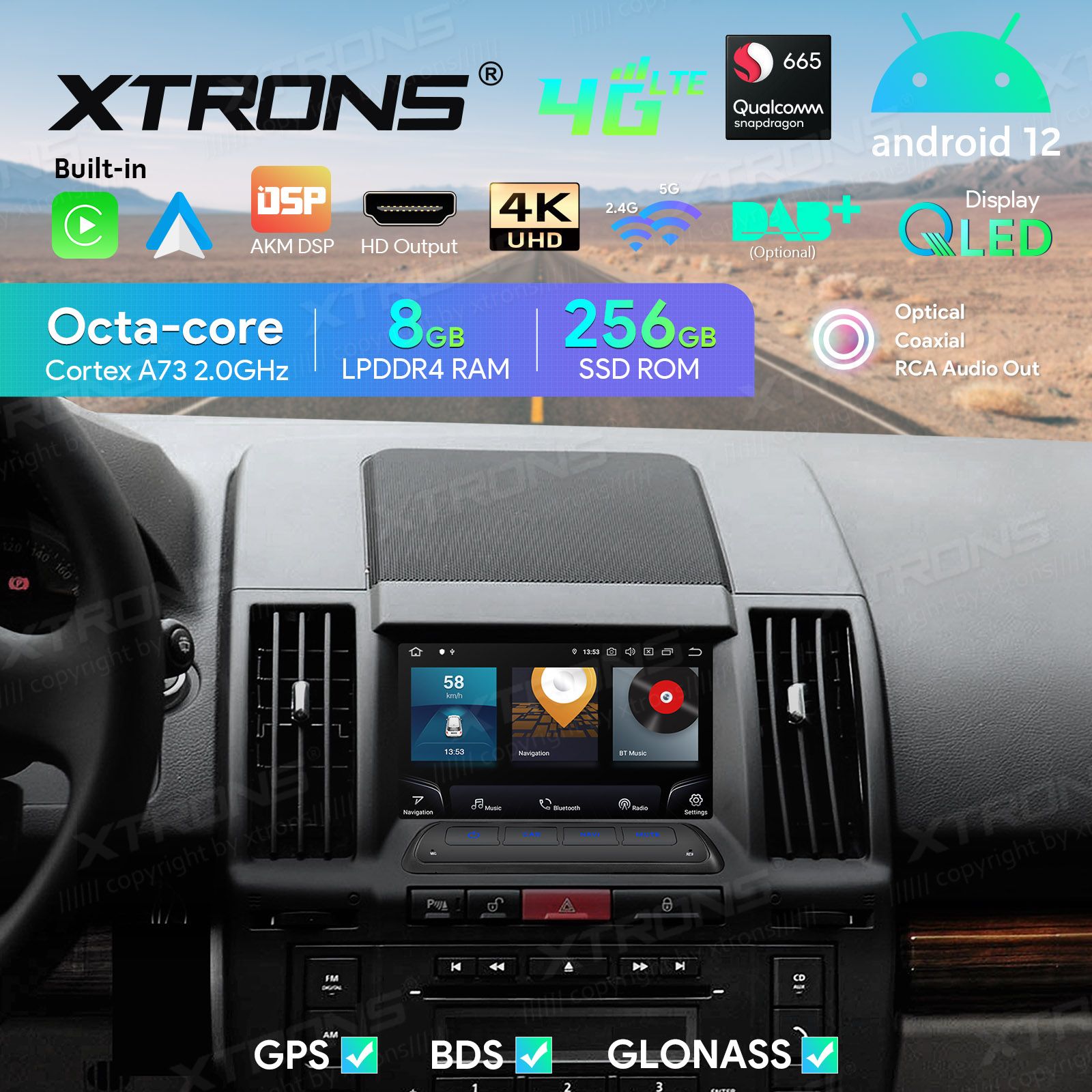 Land Rover Freelander 2 (2007-2012) Android 12  | GPS autoraadio ja multimeedia keskus