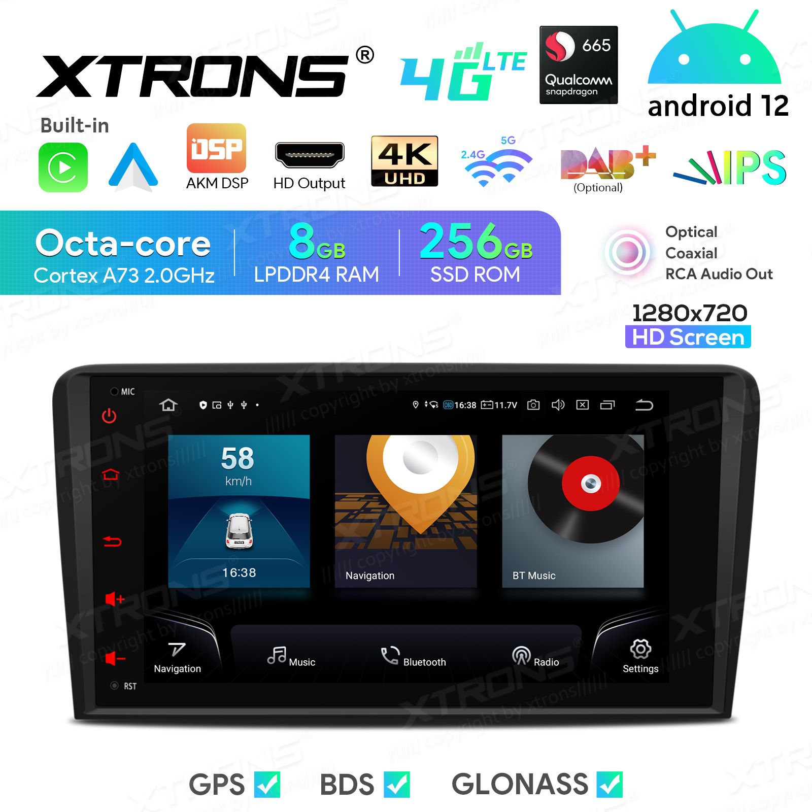 Audi A3 (2003-2012) Android 12  | GPS autoraadio ja multimeedia keskus