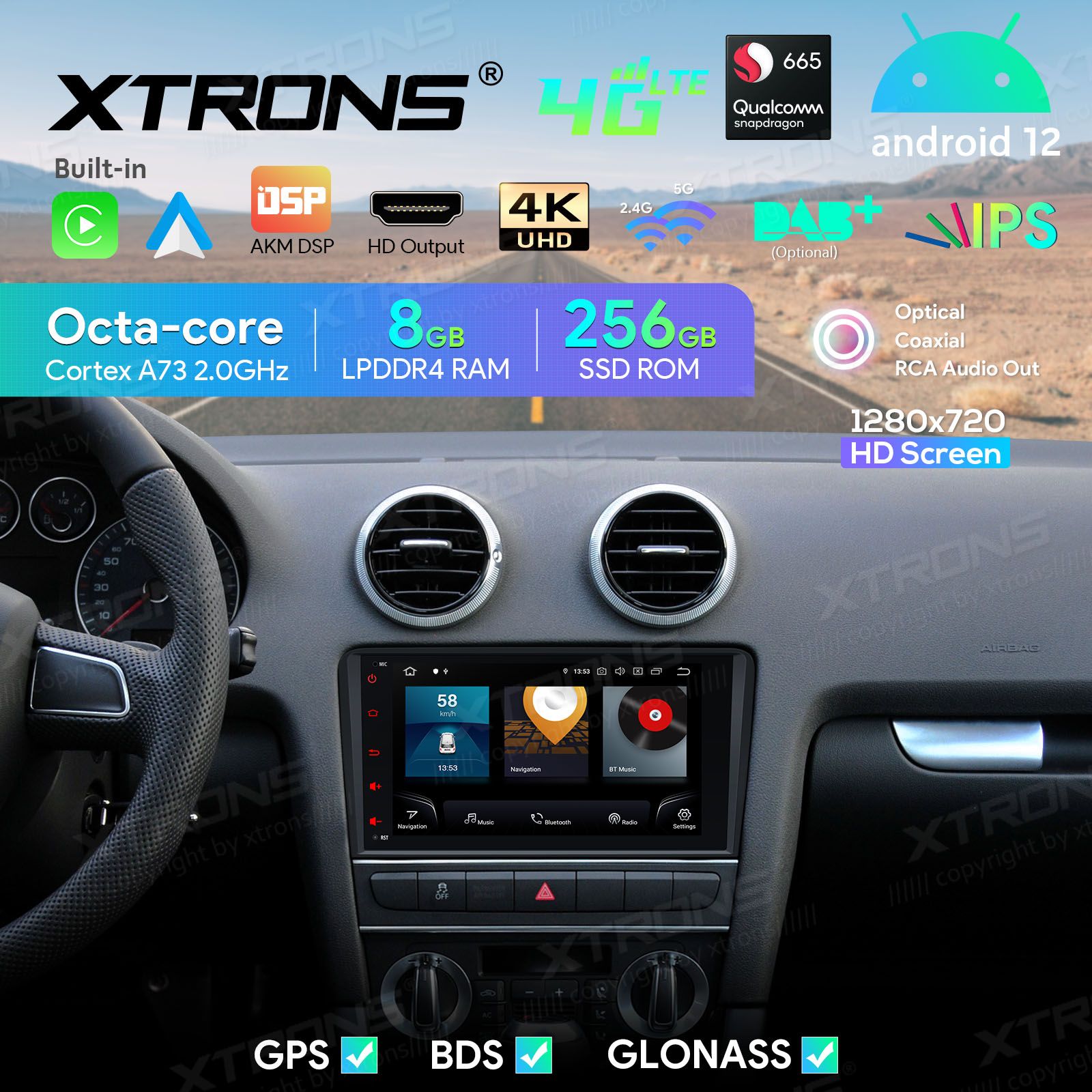 Audi A3 (2003-2012) Android 12  | GPS autoraadio ja multimeedia keskus