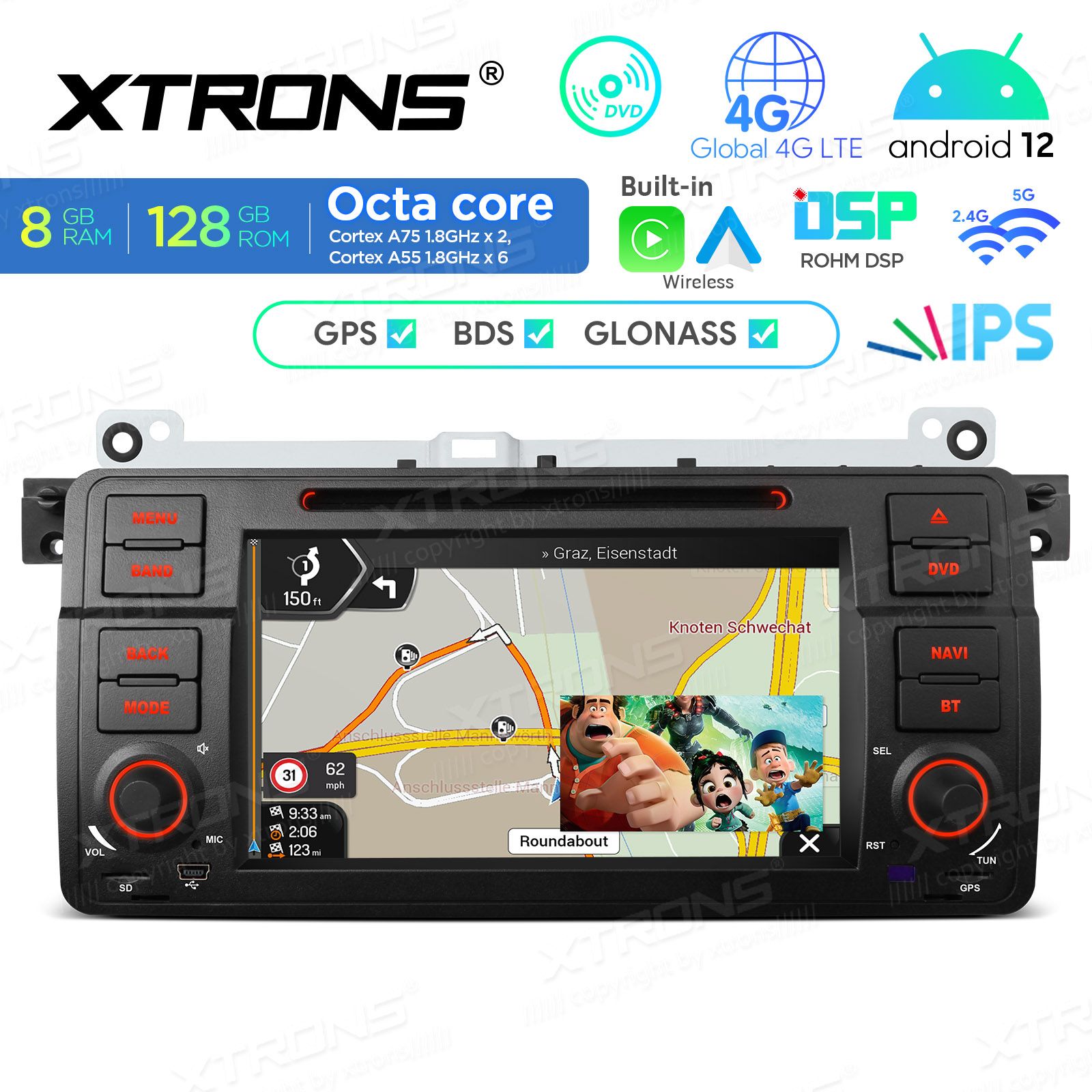 BMW 3. seeria E46 (1998-2006) Android 12  | GPS autoraadio ja multimeedia keskus