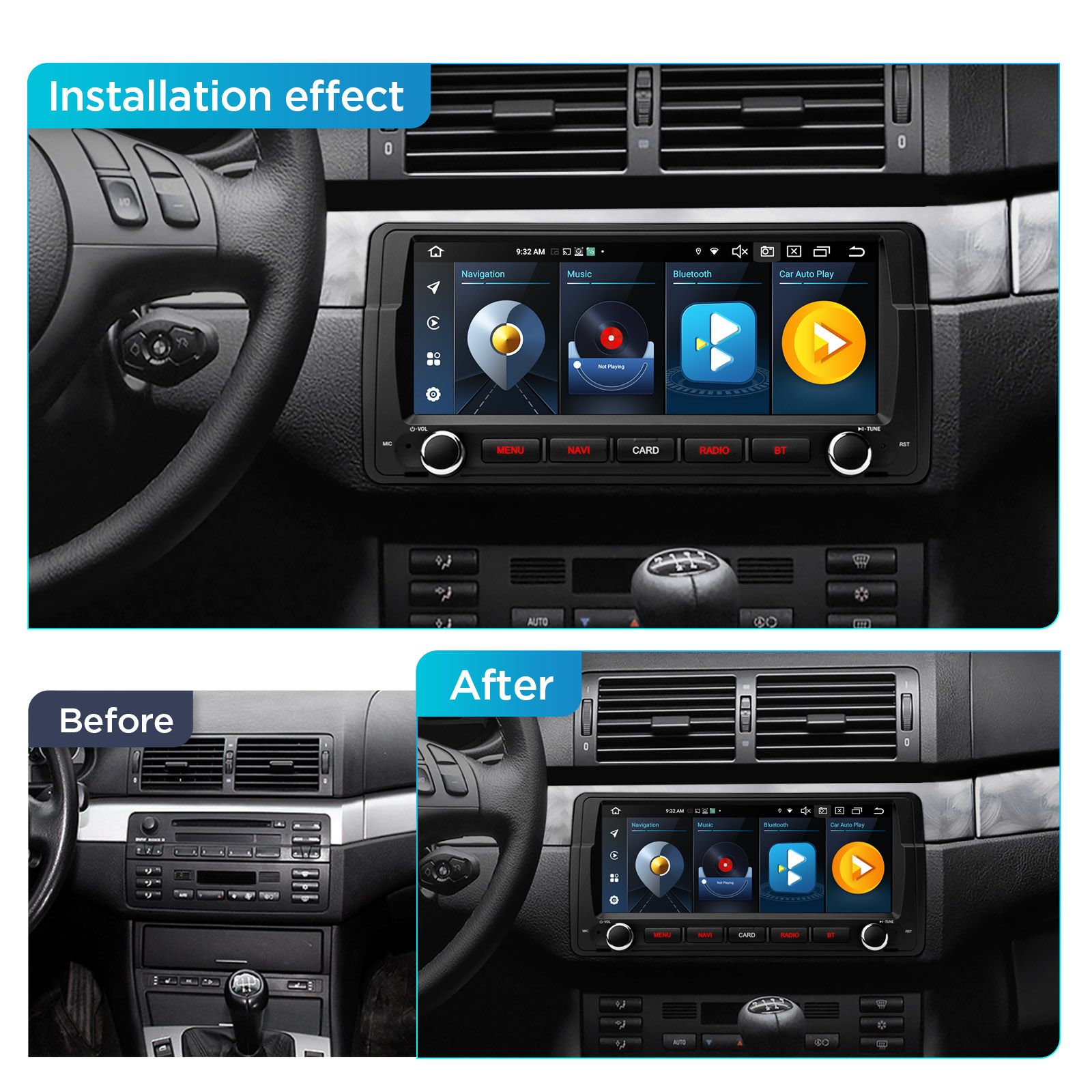 BMW 3. seeria E46 (1998-2006) Android 12  | GPS autoraadio ja multimeedia keskus