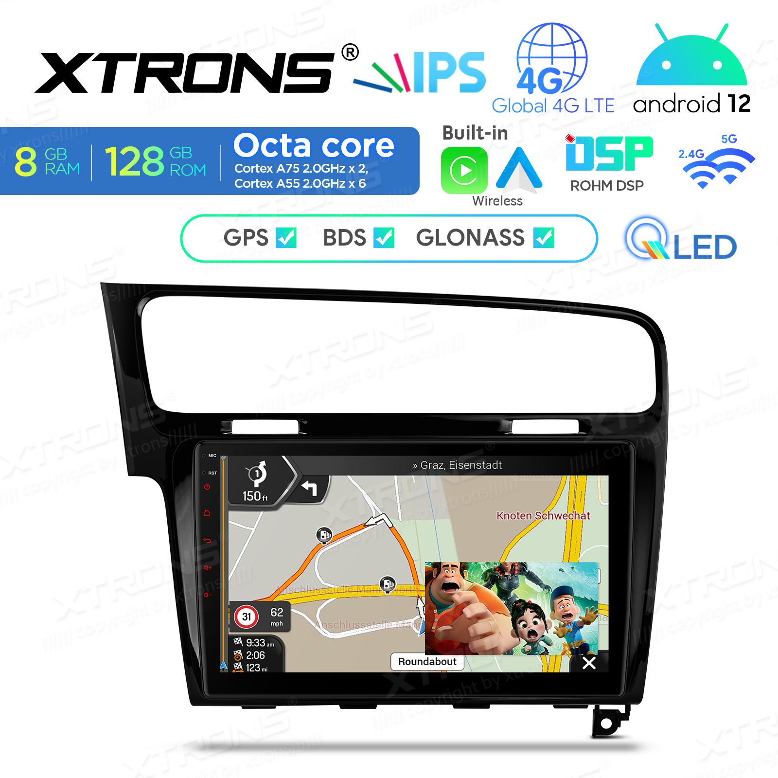 VW Golf 7 Android 12  | GPS autoraadio ja multimeedia keskus