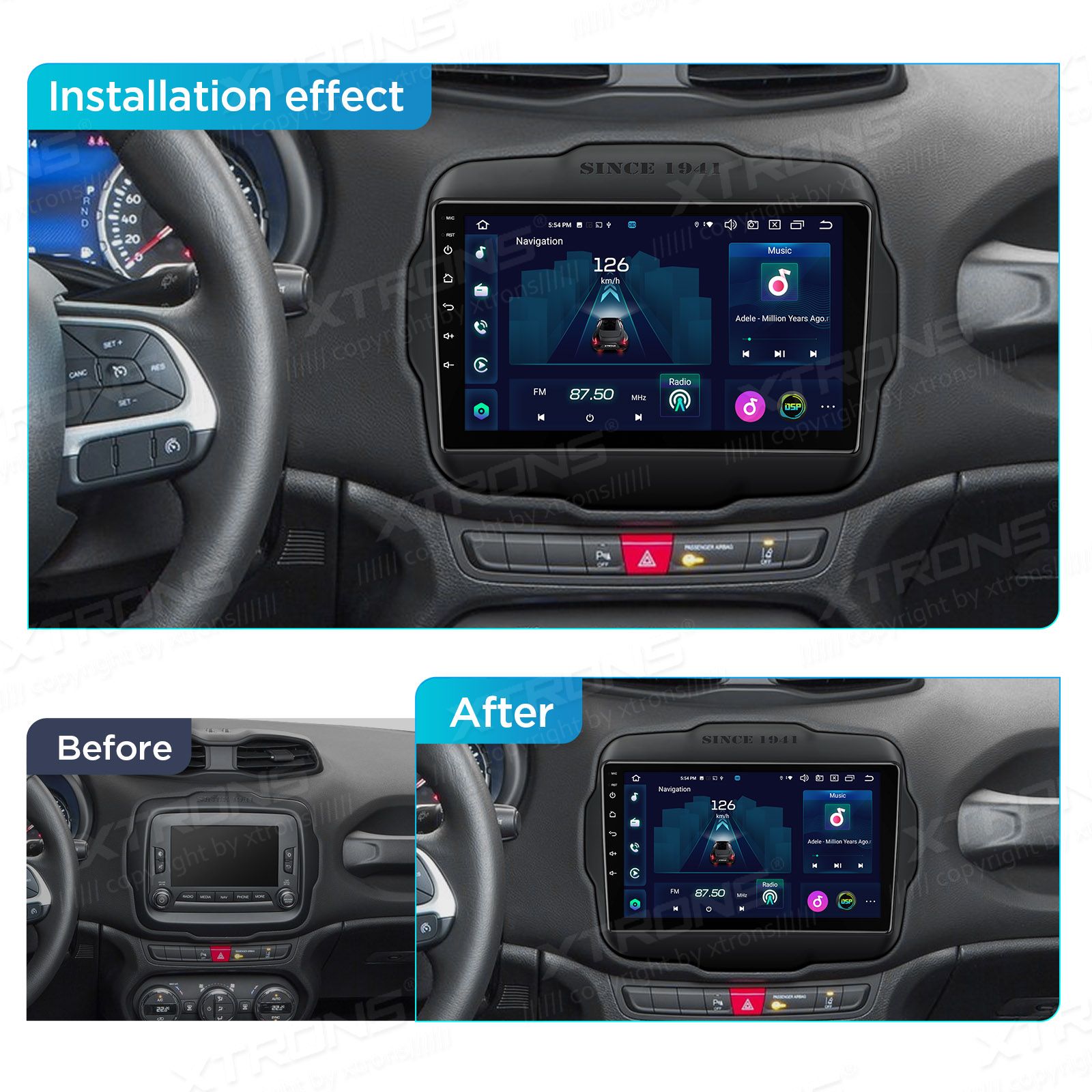 Jeep Renegade (2015-2020) Android 12  | GPS autoraadio ja multimeedia keskus