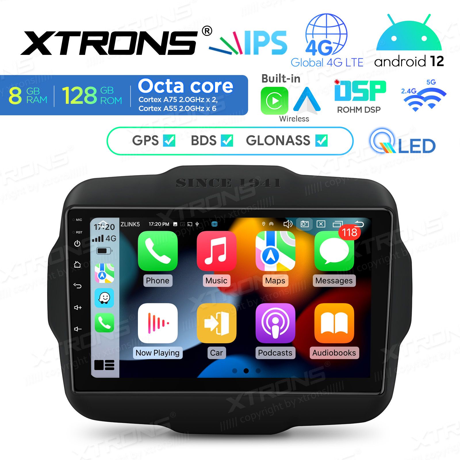 Jeep Renegade (2015-2020) Android 12  | GPS autoraadio ja multimeedia keskus