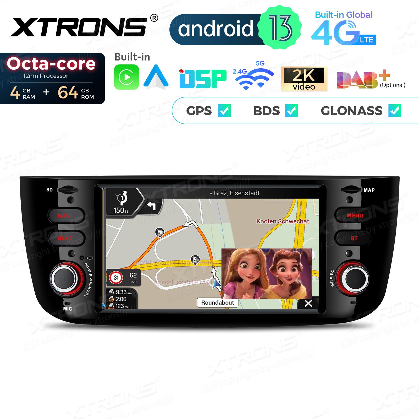Fiat Punto (2012-2016) Android 13  | GPS autoraadio ja multimeedia keskus