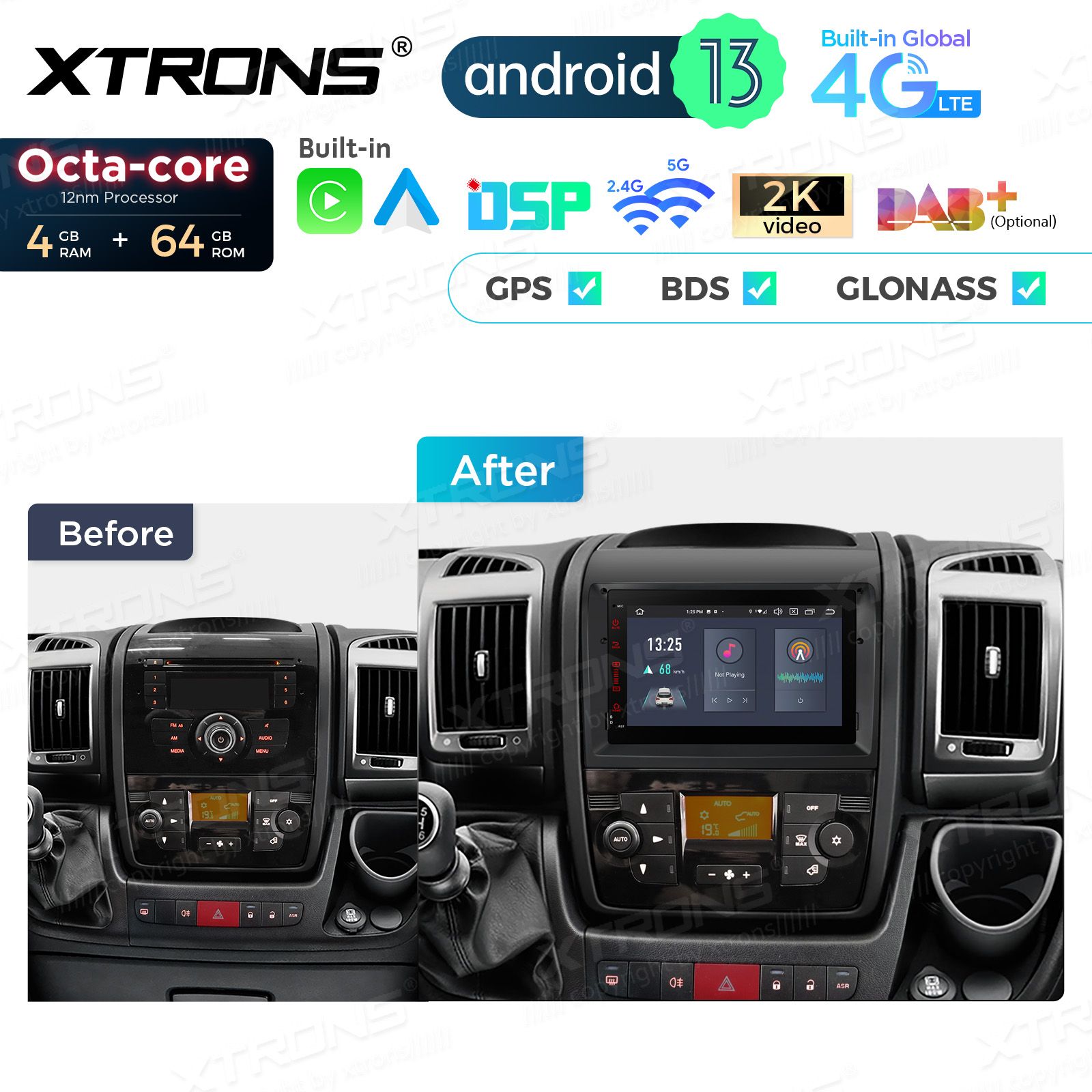FIAT DUCATO / CITROEN Jumper / PEUGEOT Boxer Android 13  | GPS autoraadio ja multimeedia keskus