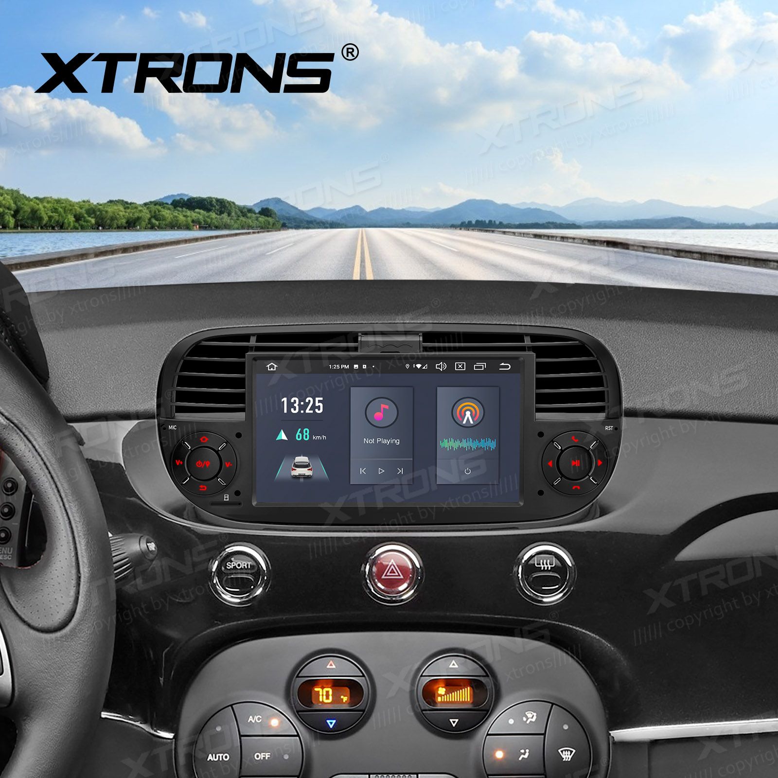 Fiat 500 (2007-2015) Android 12  | GPS autoraadio ja multimeedia keskus