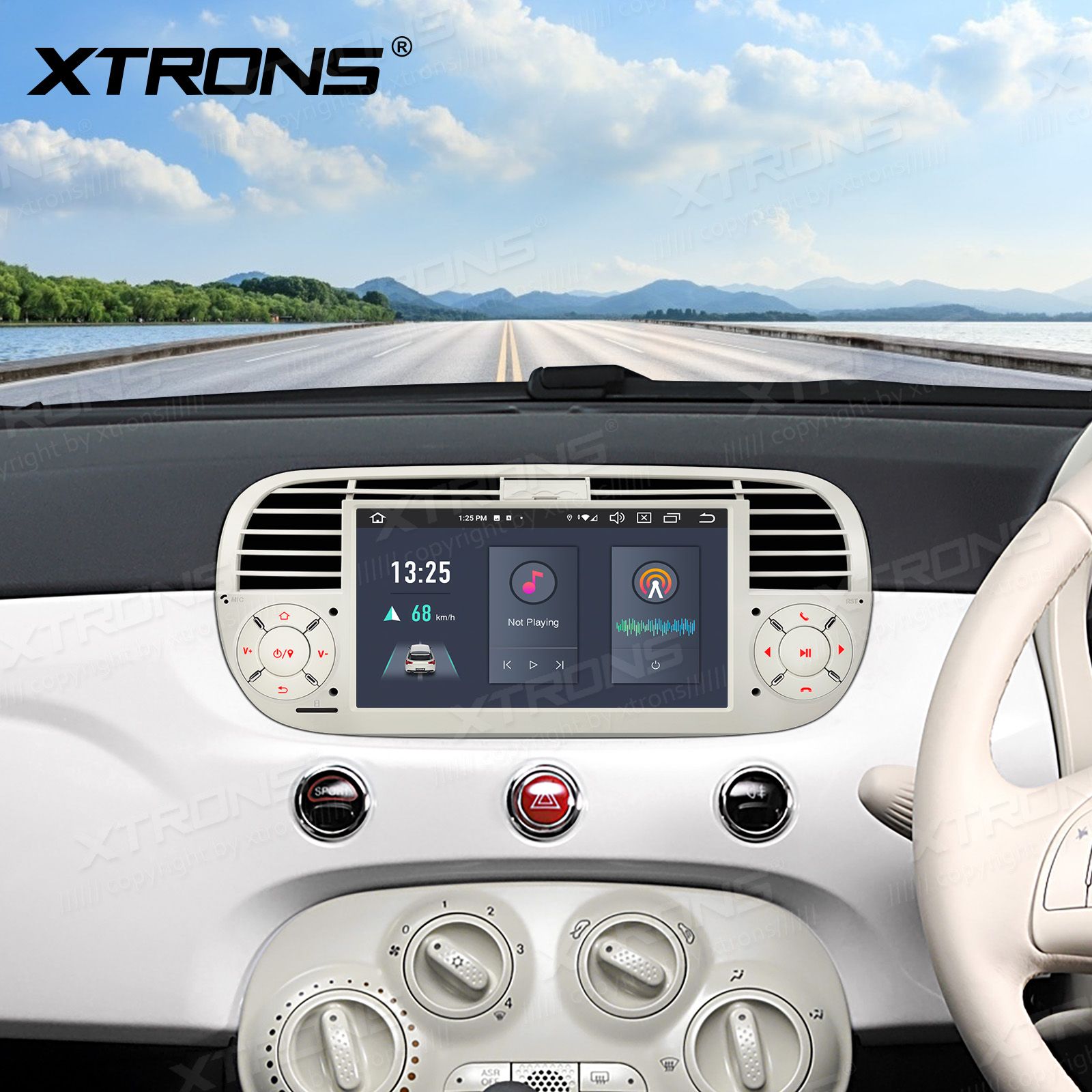 Fiat 500 (2007-2015) Android 12  | GPS autoraadio ja multimeedia keskus