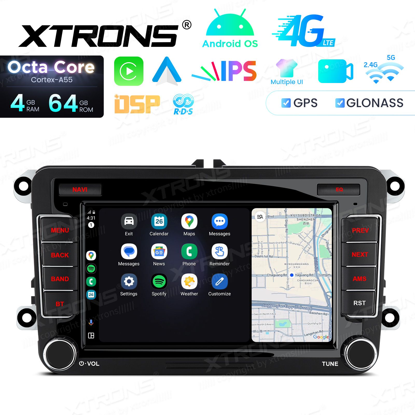 VW Passat B6 | B7 | Multivan | Transporter T5 | T6 | Amarok | Tiguan | Touran | Sharan Android 14  | GPS autoraadio ja multimeedia keskus