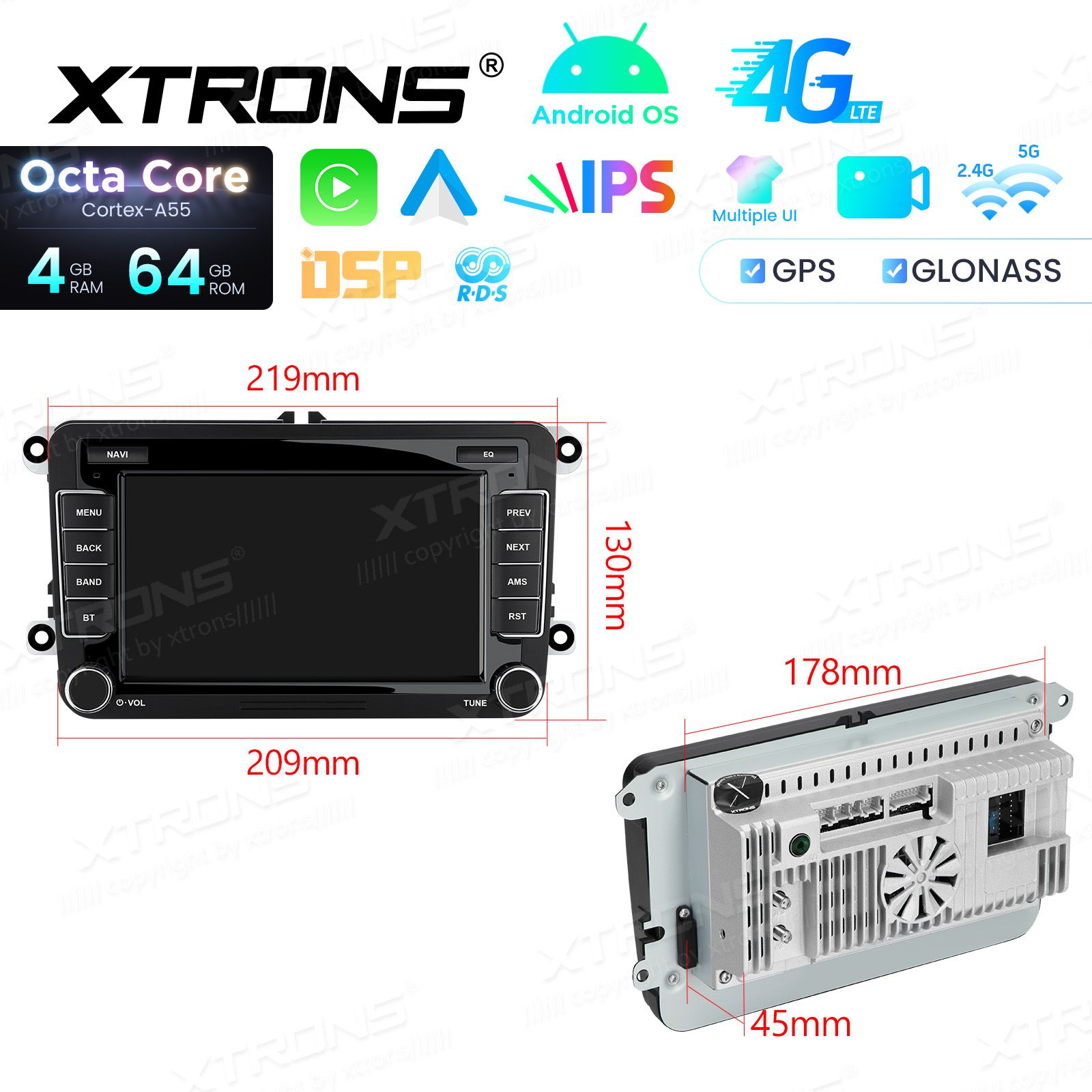 VW Passat B6 | B7 | Multivan | Transporter T5 | T6 | Amarok | Tiguan | Touran | Sharan Android 14  | GPS autoraadio ja multimeedia keskus