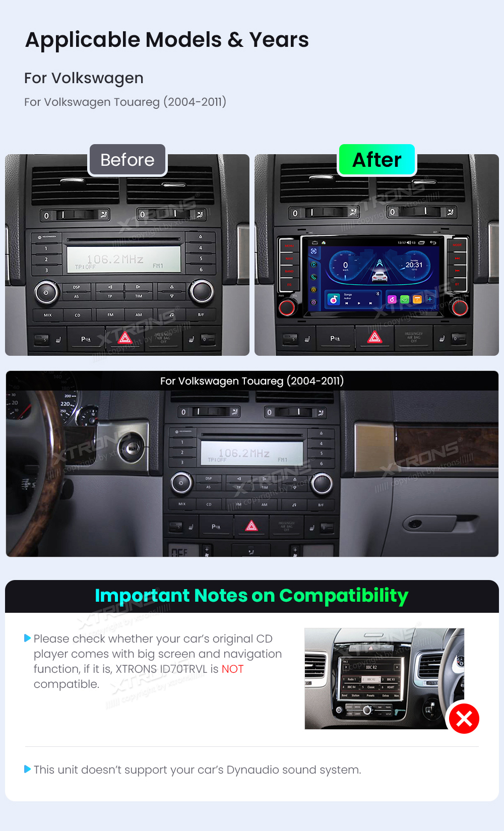 XTRONS ID70TRVL XTRONS ID70TRVL raadio sobivus autole
