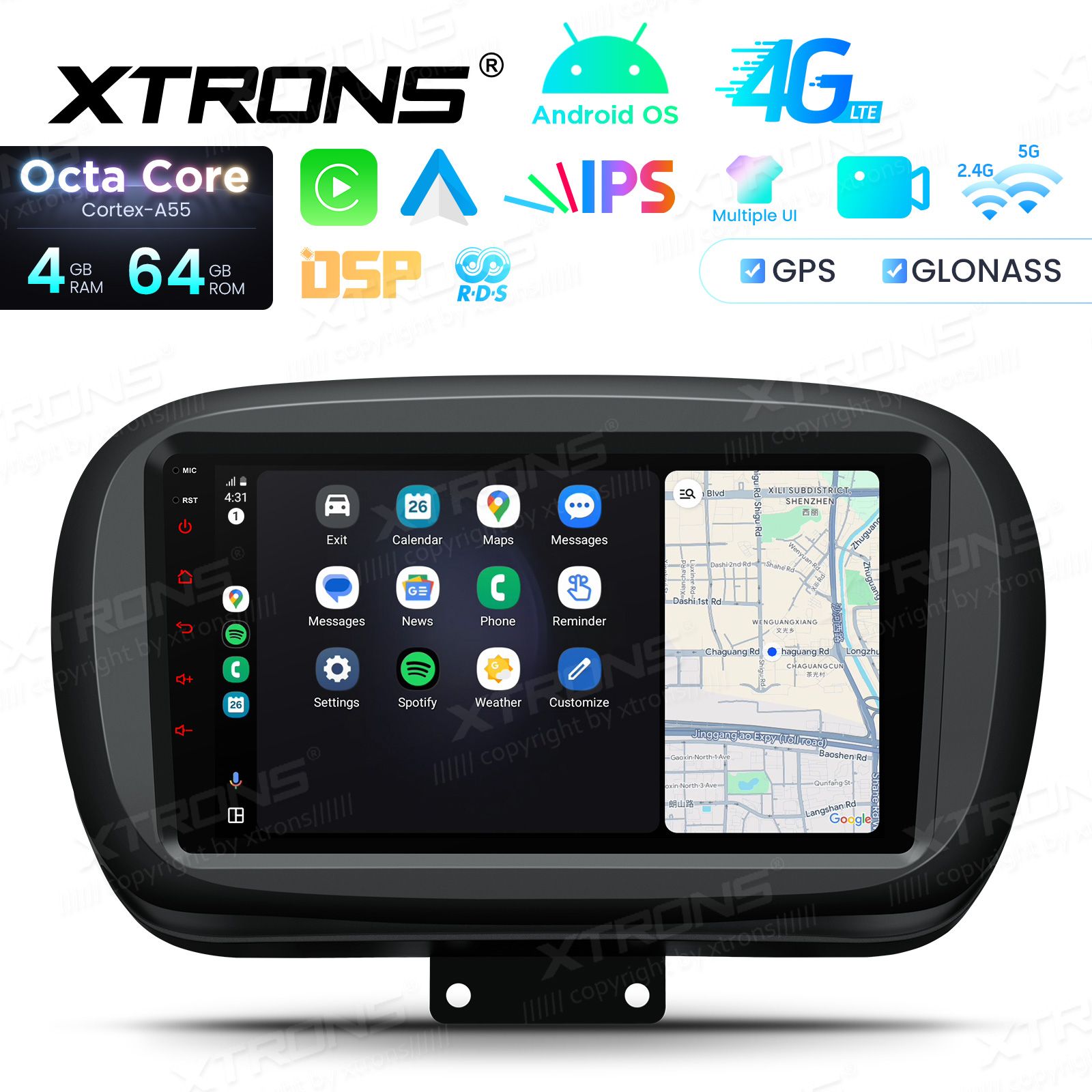 Fiat 500X (2015-2020) Android 14  | GPS autoraadio ja multimeedia keskus