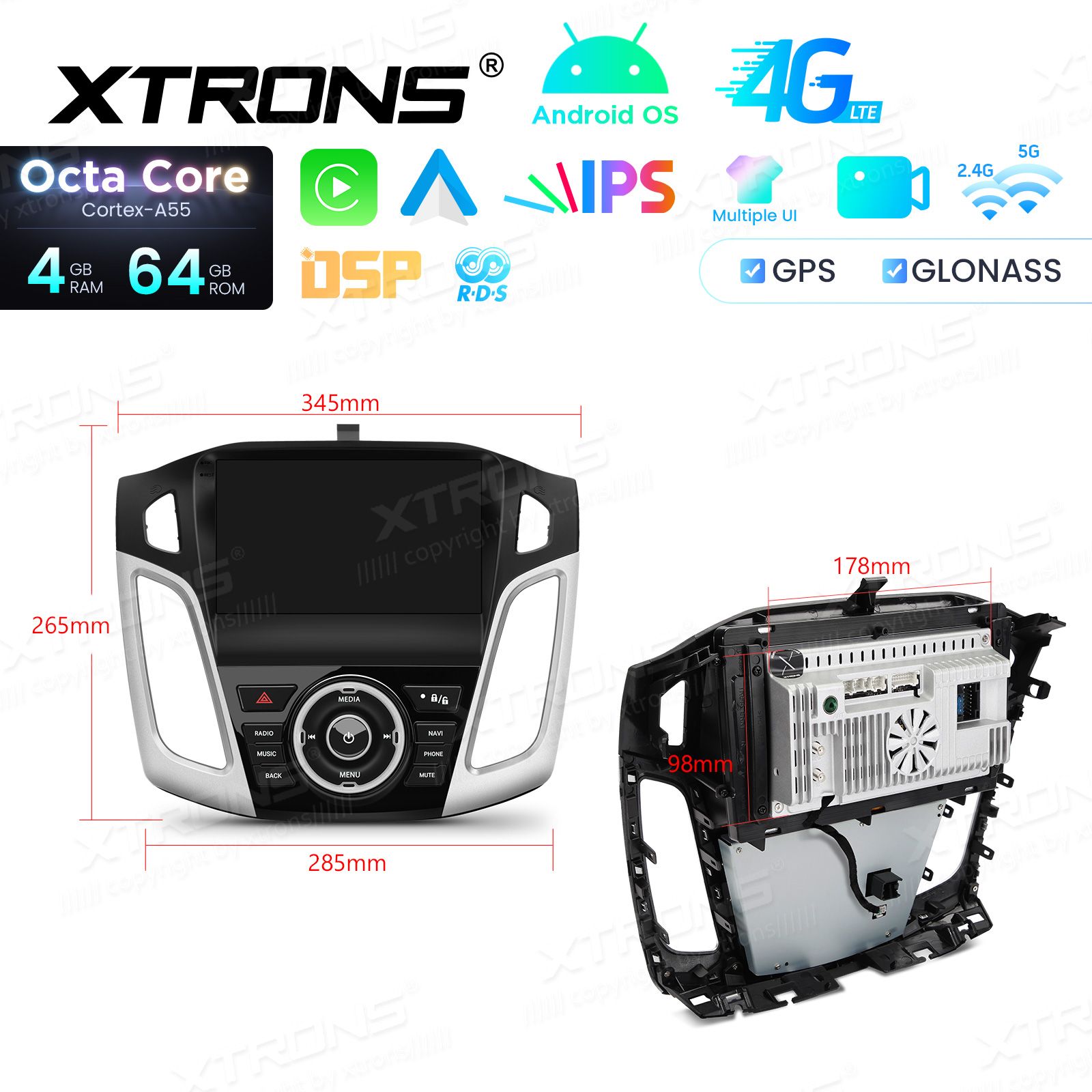 Ford Focus (2012-2017) Android 14  | GPS autoraadio ja multimeedia keskus