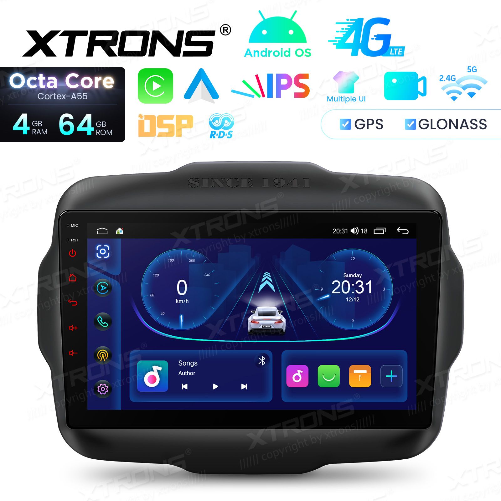 Jeep Renegade (2015-2020) Android 14  | CarPlay Android multimeedia keskus