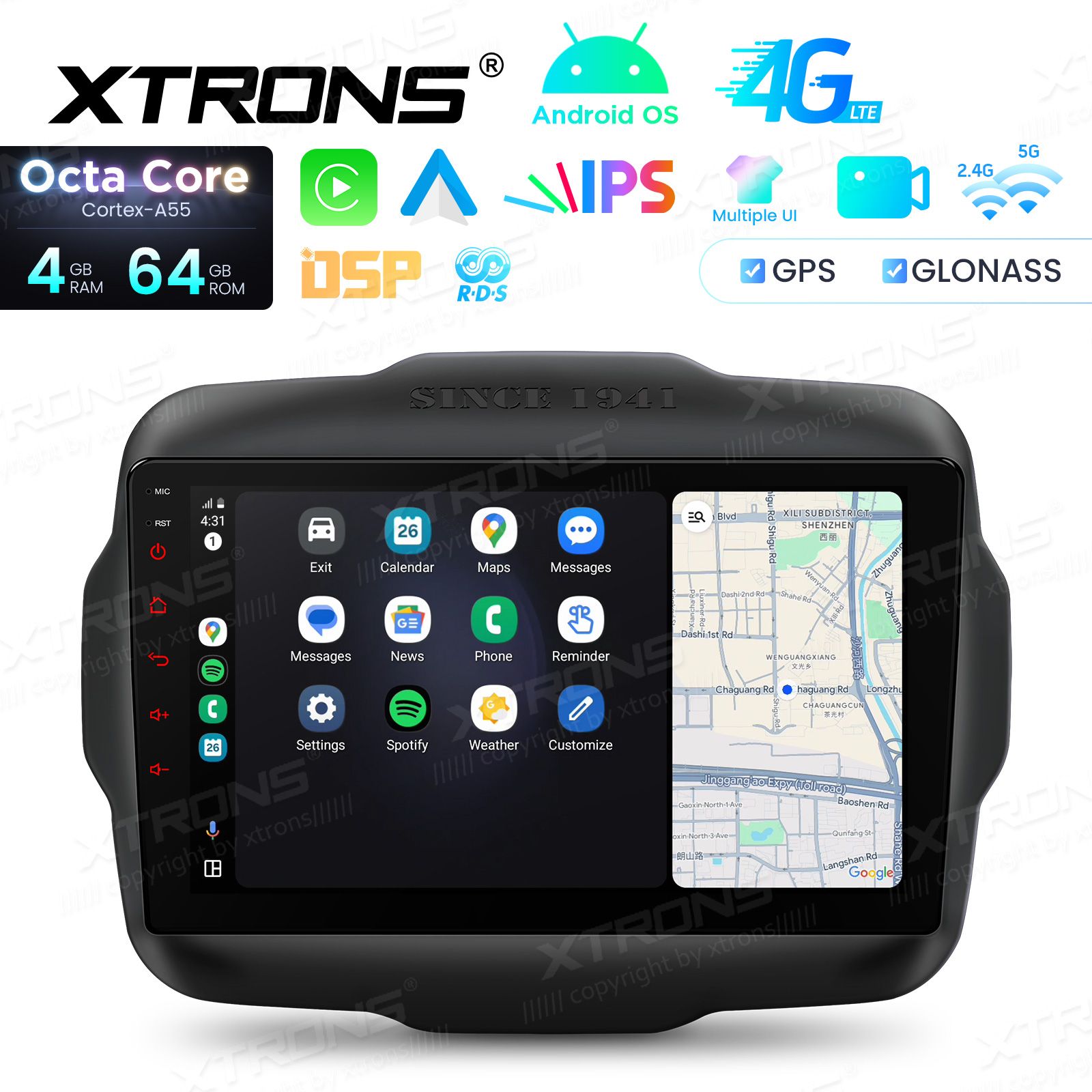 Jeep Renegade (2015-2020) Android 14  | GPS autoraadio ja multimeedia keskus