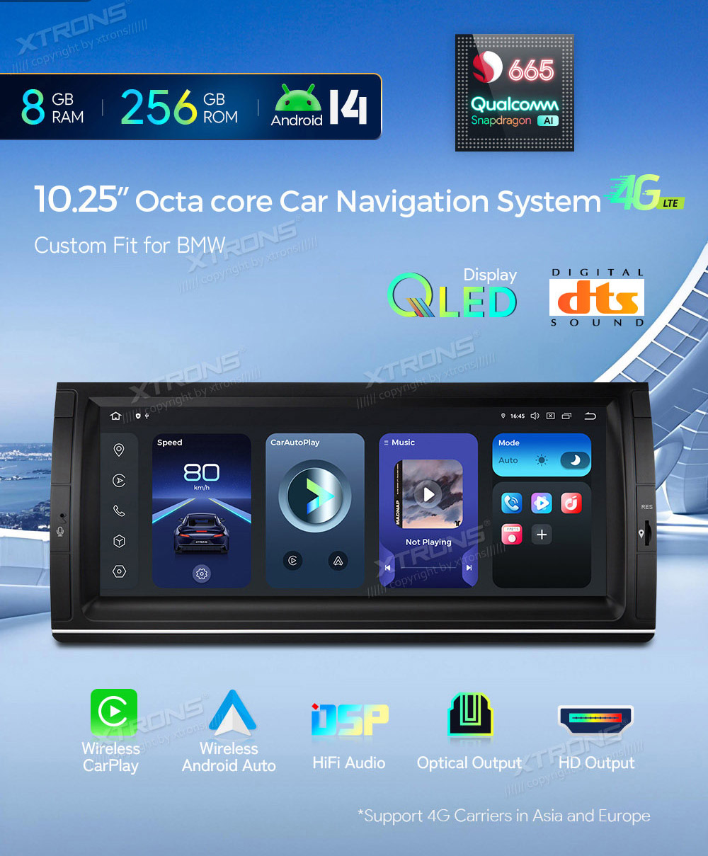 XTRONS IQ1453BH merkkikohtainen Android GPS multimedia näyttösoitin