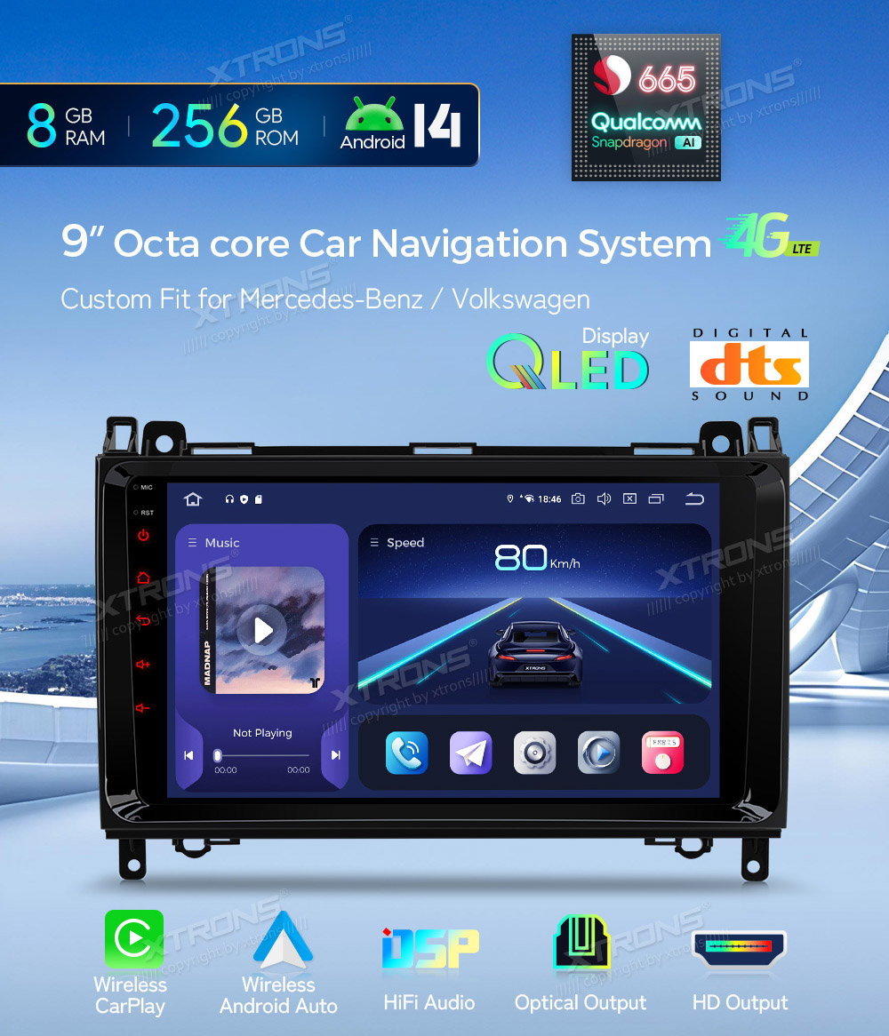 XTRONS IQP94M245P Auto multivides GPS atskaņotājs ar pielāgotu dizainu