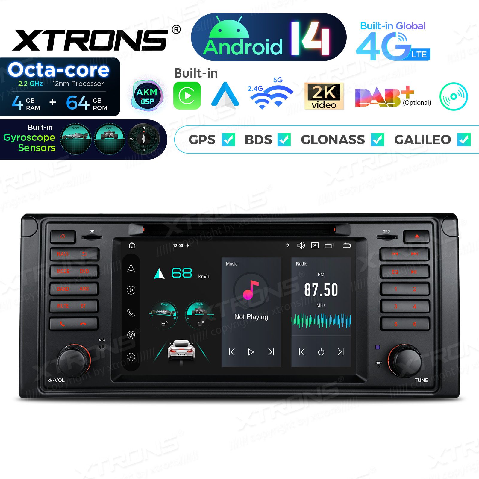 BMW 5. seeria E39 (1995-2004) | 7. seeria E38 (1994-2001) Android 14  | GPS autoraadio ja multimeedia keskus