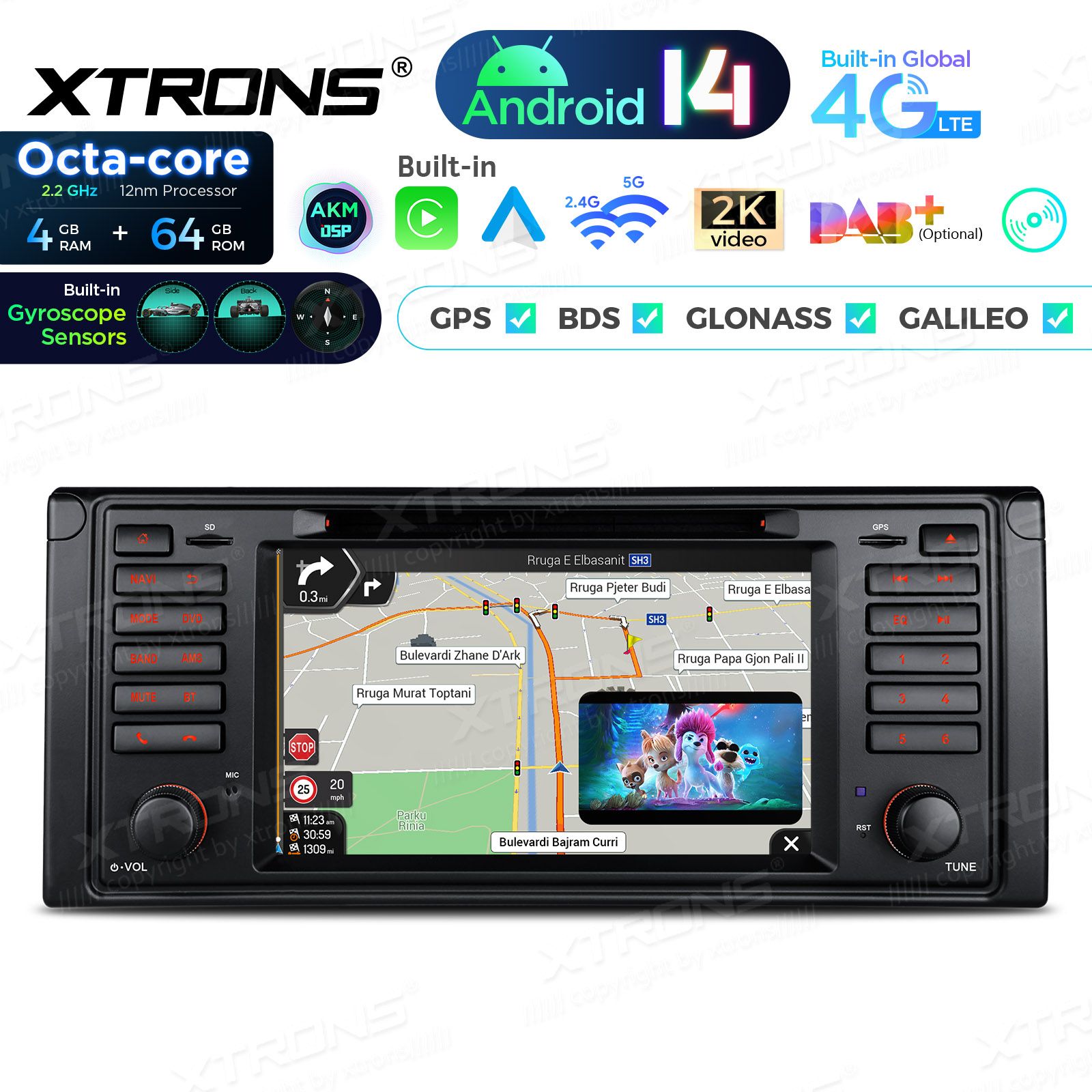 BMW 5. seeria E39 (1995-2004) | 7. seeria E38 (1994-2001) Android 14  | GPS autoraadio ja multimeedia keskus