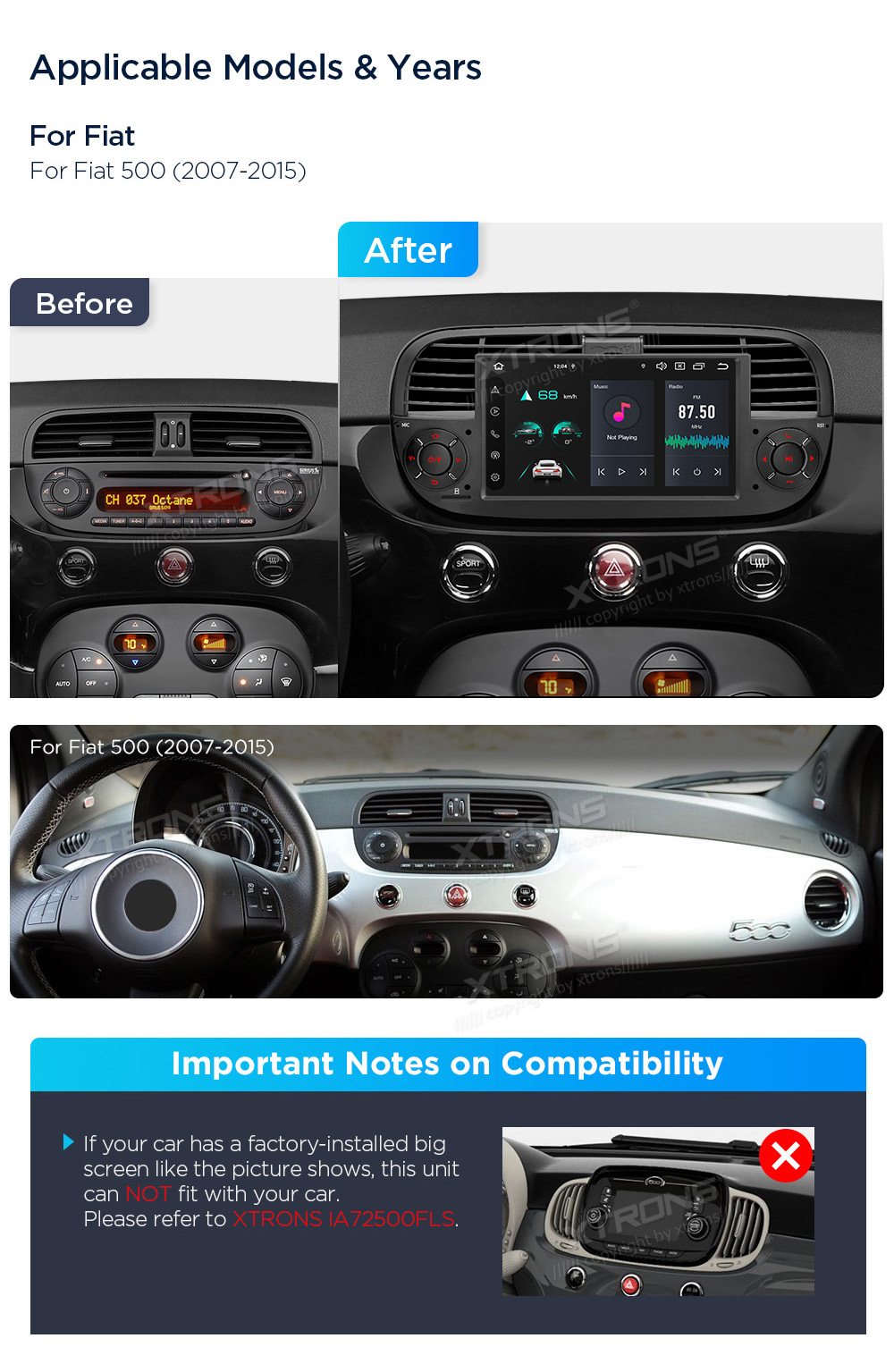 XTRONS PX7450FCLGS XTRONS PX7450FCLGS raadio sobivus autole