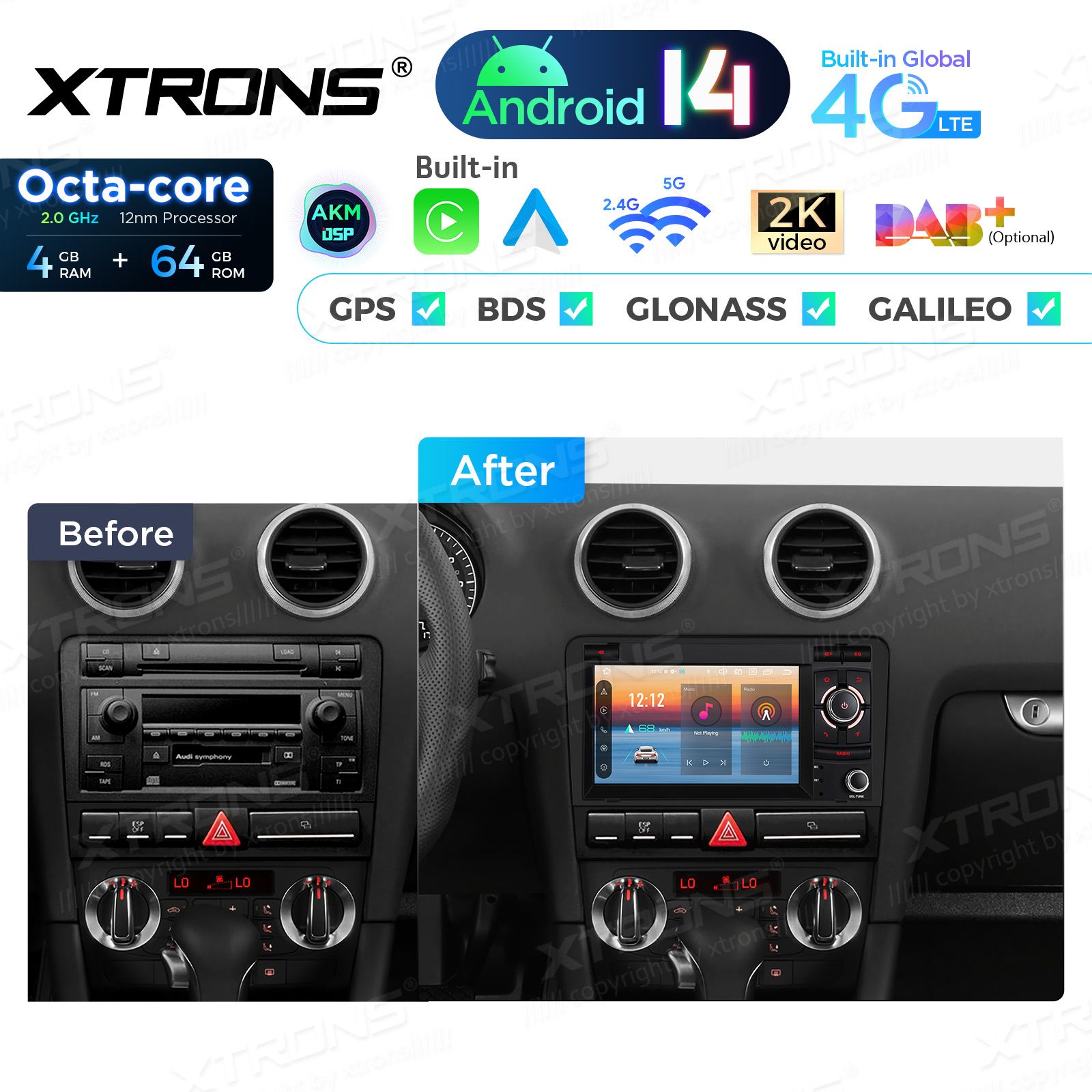 Audi A3 (2003-2012) Android 14  | CarPlay Android multimeedia keskus Audi A3 (2003-2012) Android 14  | CarPlay Android multimeedia keskus