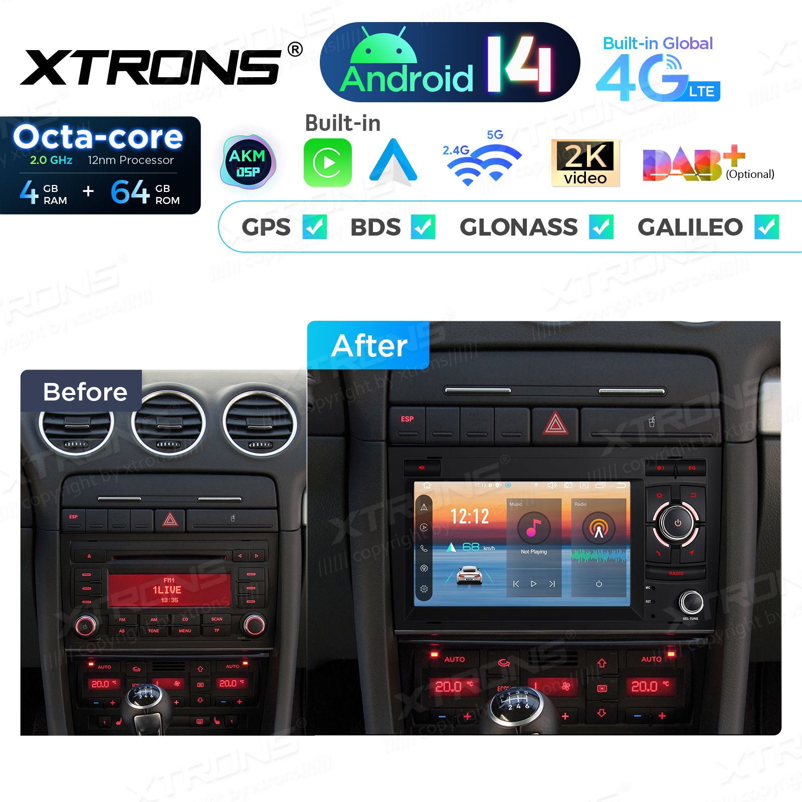 Audi A4 | B5 (2002-2008) Android 14  | CarPlay Android multimeedia keskus Audi A4 | B5 (2002-2008) Android 14  | CarPlay Android multimeedia keskus