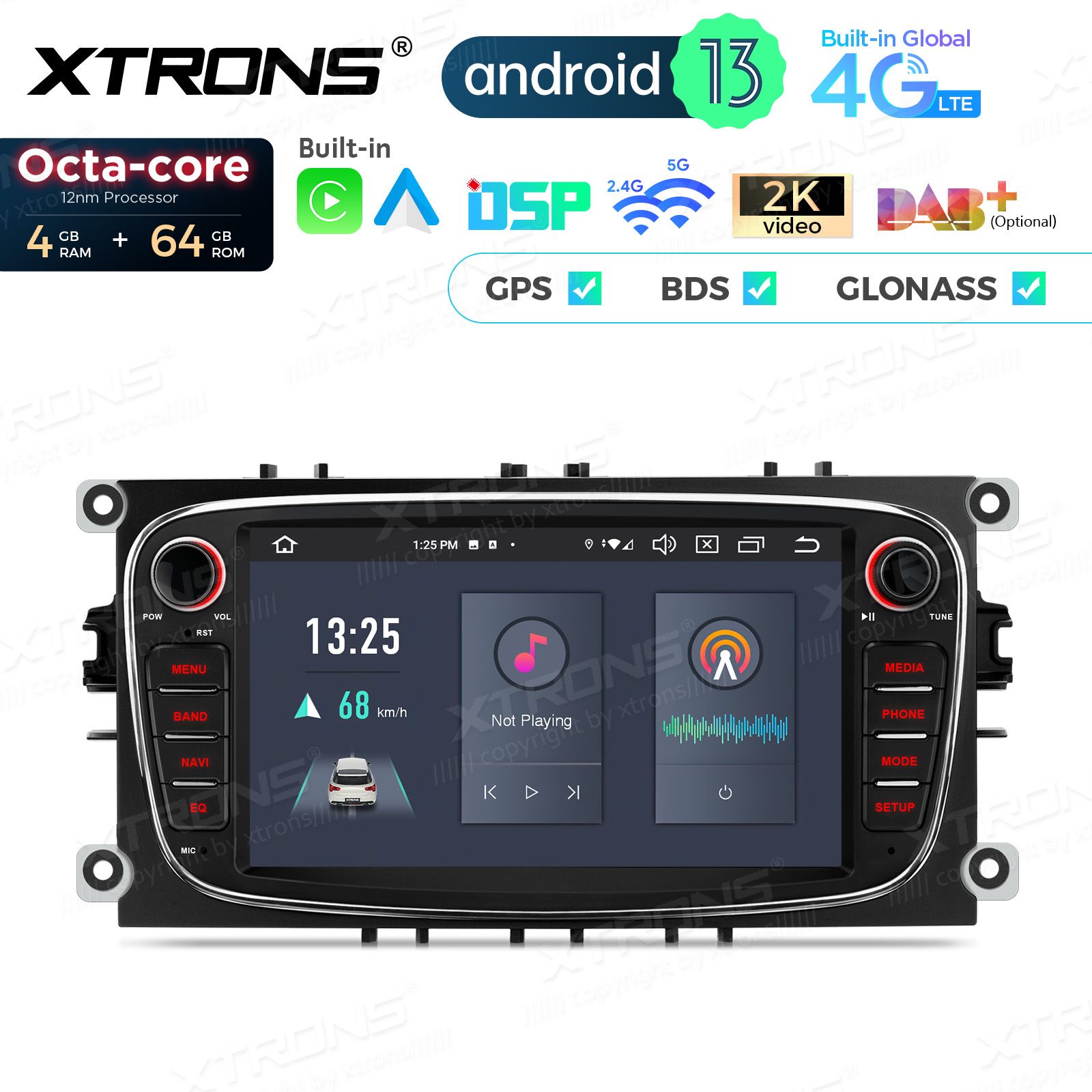 Ford Mondeo | Kuga | Focus II | Galaxy II | S-Max (2005-2011) Android 14  | CarPlay Android multimeedia keskus