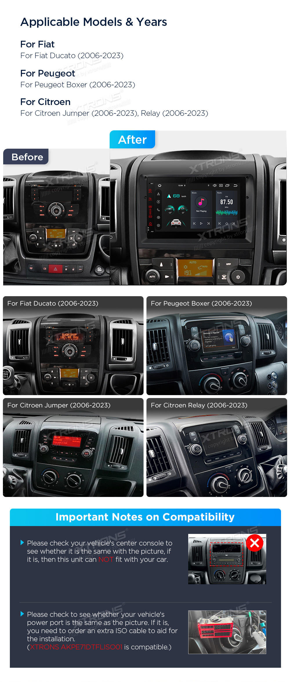 XTRONS PX74FSFBL XTRONS PX74FSFBL raadio sobivus autole