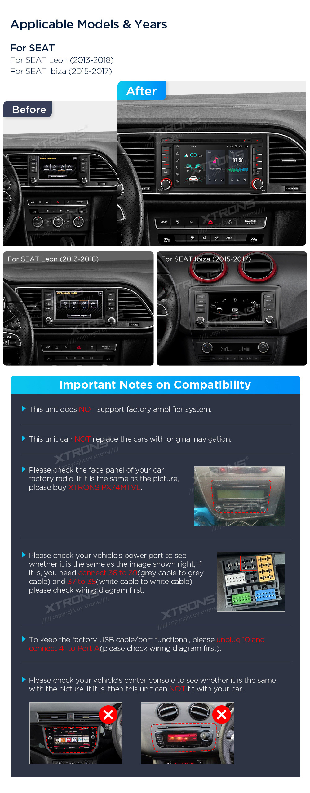XTRONS PX74M211GS XTRONS PX74M211GS raadio sobivus autole