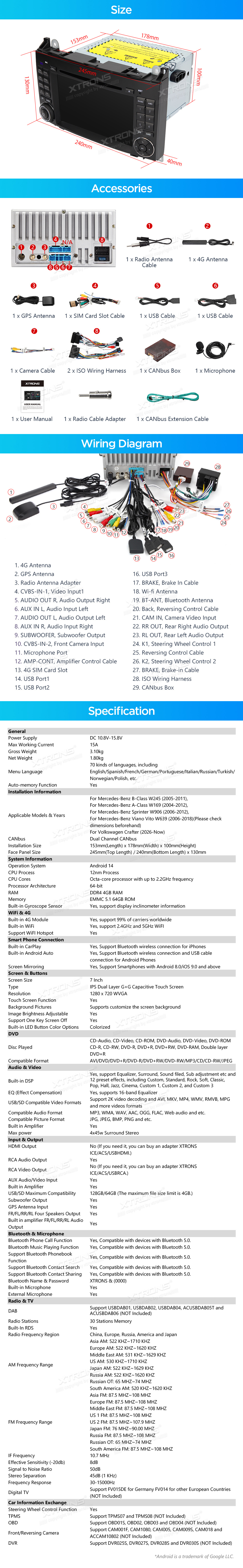 XTRONS PX74M245GS XTRONS PX74M245GS mõõdud ühendamine ja pistikute skeem