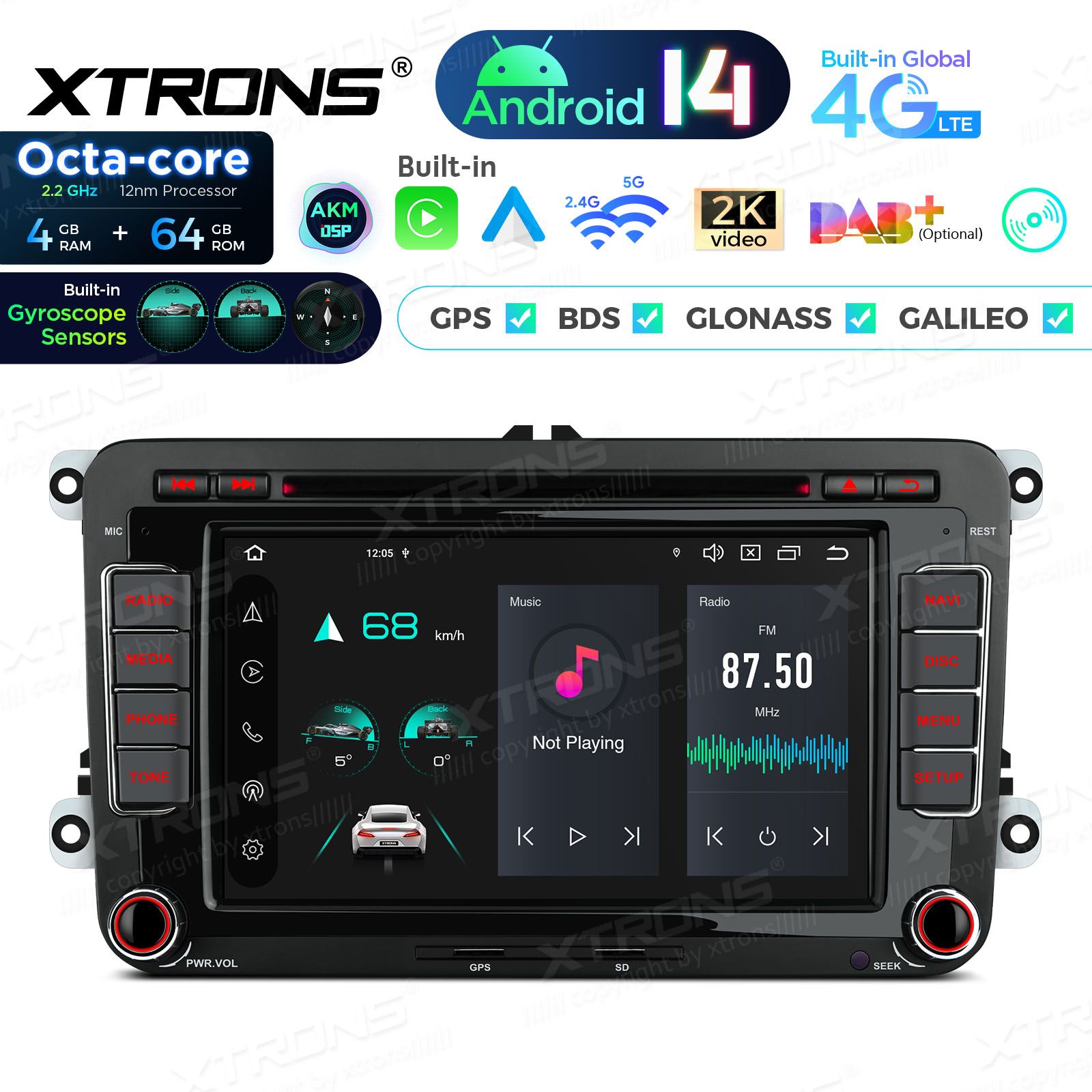 VW Passat B6 | B7 | Multivan | Transporter T5 | T6 | Amarok | Tiguan | Touran | Sharan Android 14 | auto GPS radio ja multimedia näyttösoitin