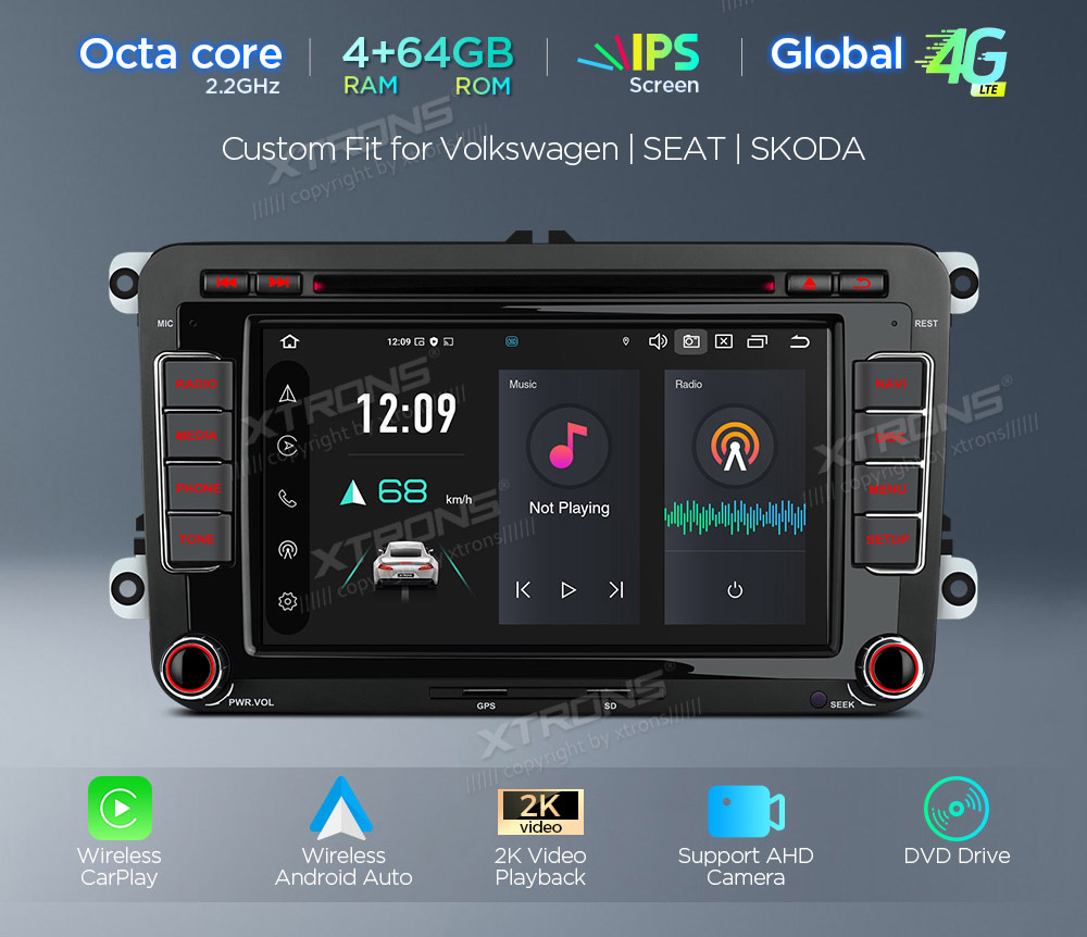 XTRONS PX74MTVGS merkkikohtainen Android GPS multimedia näyttösoitin
