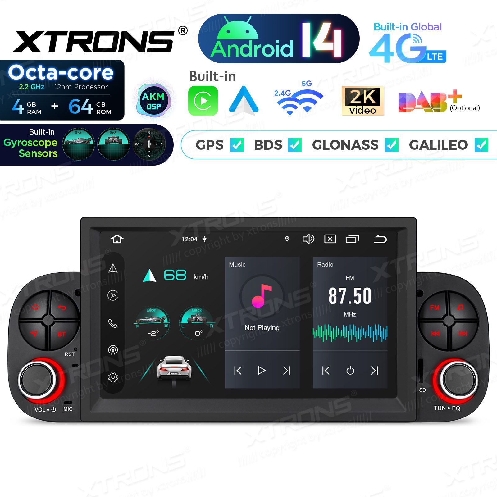 Fiat Panda (2013-2020) Android 14  | CarPlay Android multimeedia keskus