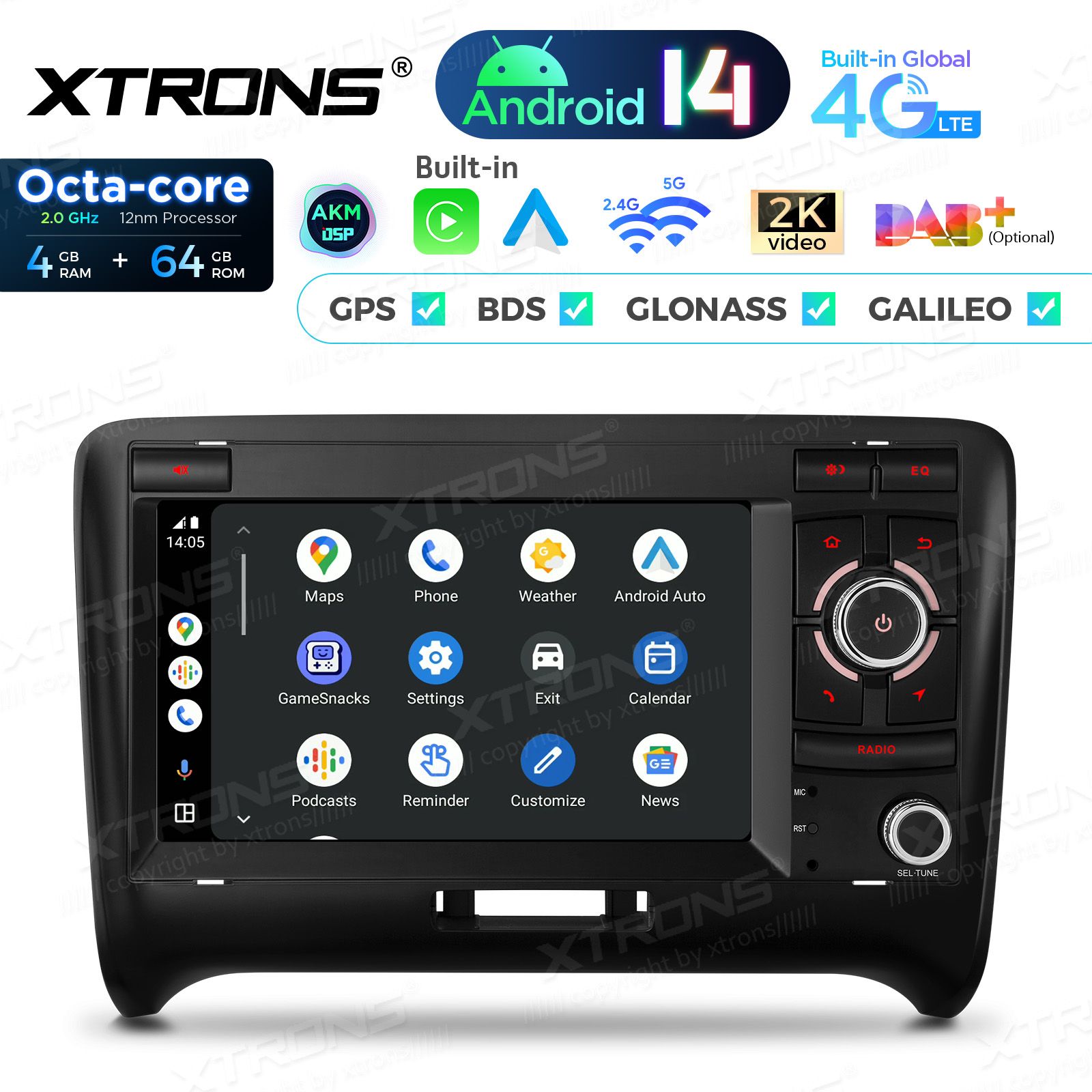 Audi TT (2006-2012) Android 14  | CarPlay Android multimeedia keskus Audi TT (2006-2012) Android 14  | CarPlay Android multimeedia keskus