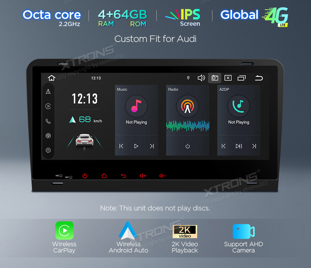 XTRONS PX84AA3LHGS merkkikohtainen Android GPS multimedia näyttösoitin