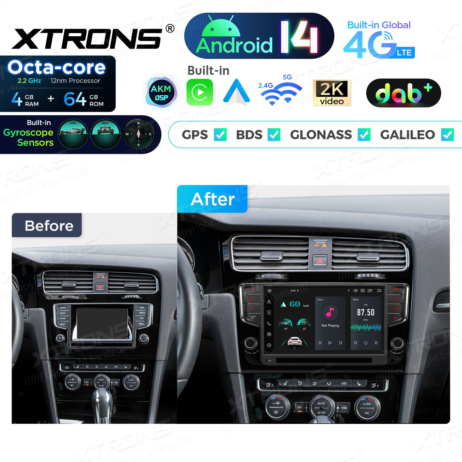 VW Golf 7 Android 14  | CarPlay Android multimeedia keskus VW Golf 7 Android 14  | CarPlay Android multimeedia keskus