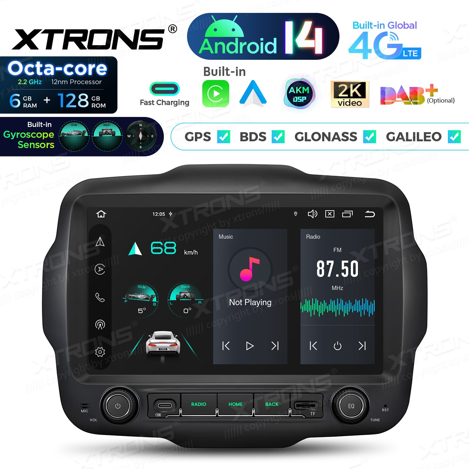 Jeep Renegade (2015-2020) Android 14 | auto GPS radio ja multimedia näyttösoitin