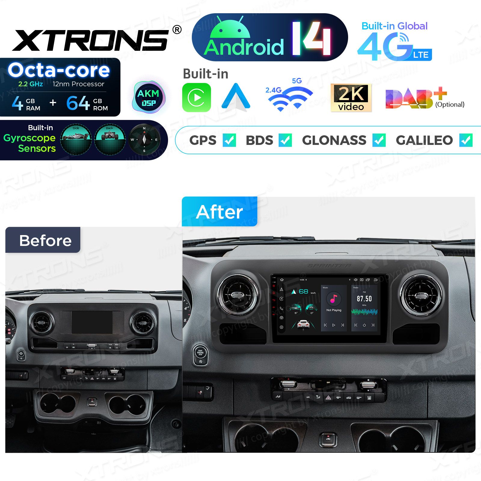 Mercedes-Benz Sprinter (2018-2022) Android 14  | CarPlay Android multimeedia keskus Mercedes-Benz Sprinter (2018-2022) Android 14  | CarPlay Android multimeedia keskus