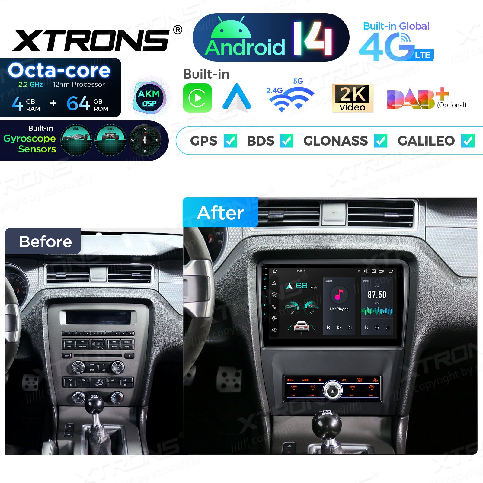 Ford Mustang (2009-2012) Android 14  | CarPlay Android multimeedia keskus Ford Mustang (2009-2012) Android 14  | CarPlay Android multimeedia keskus
