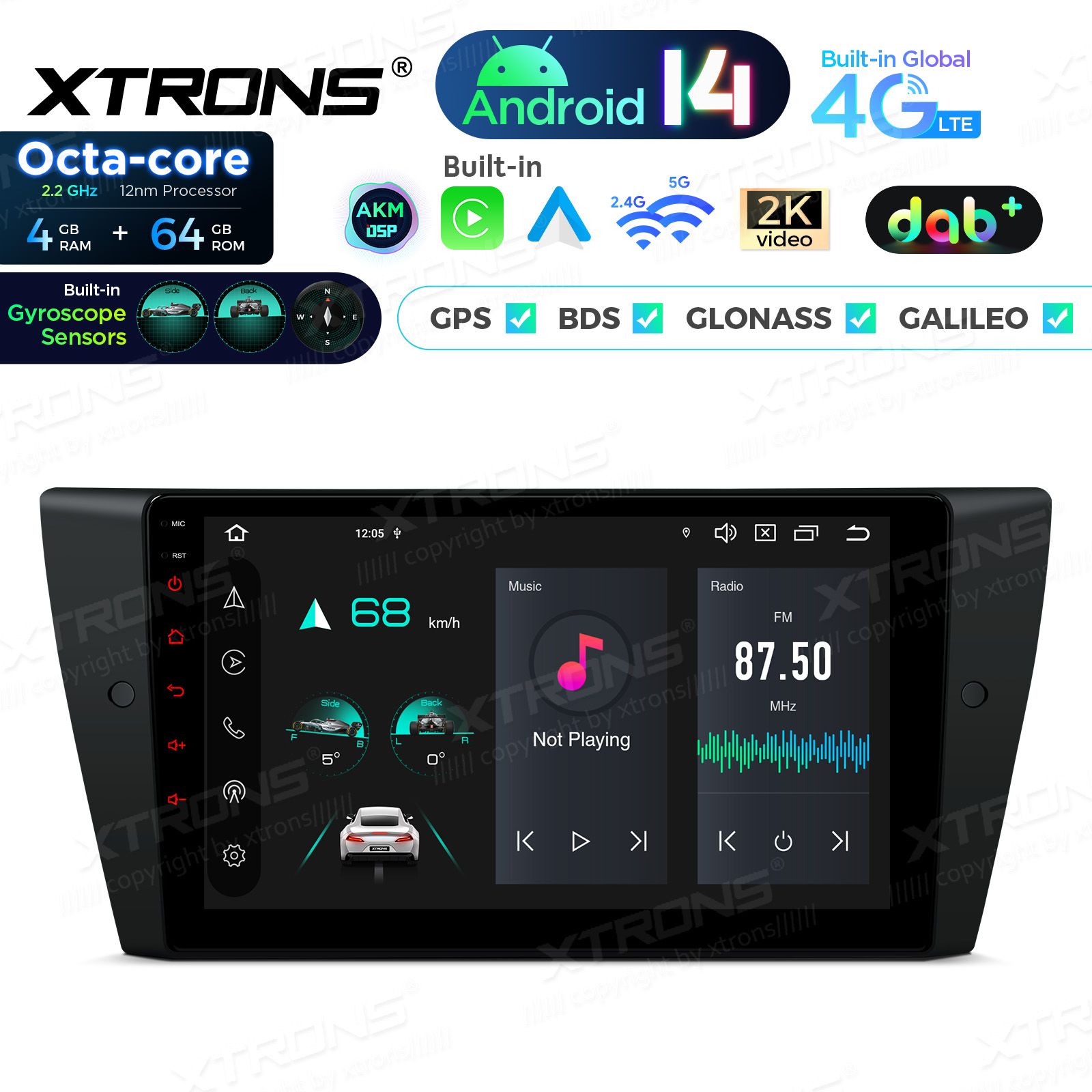 BMW 3. ser. E90 | E91 | E92 | E93 (2005-2012) w/o orig. screen Android 14  | CarPlay Android multimeedia keskus