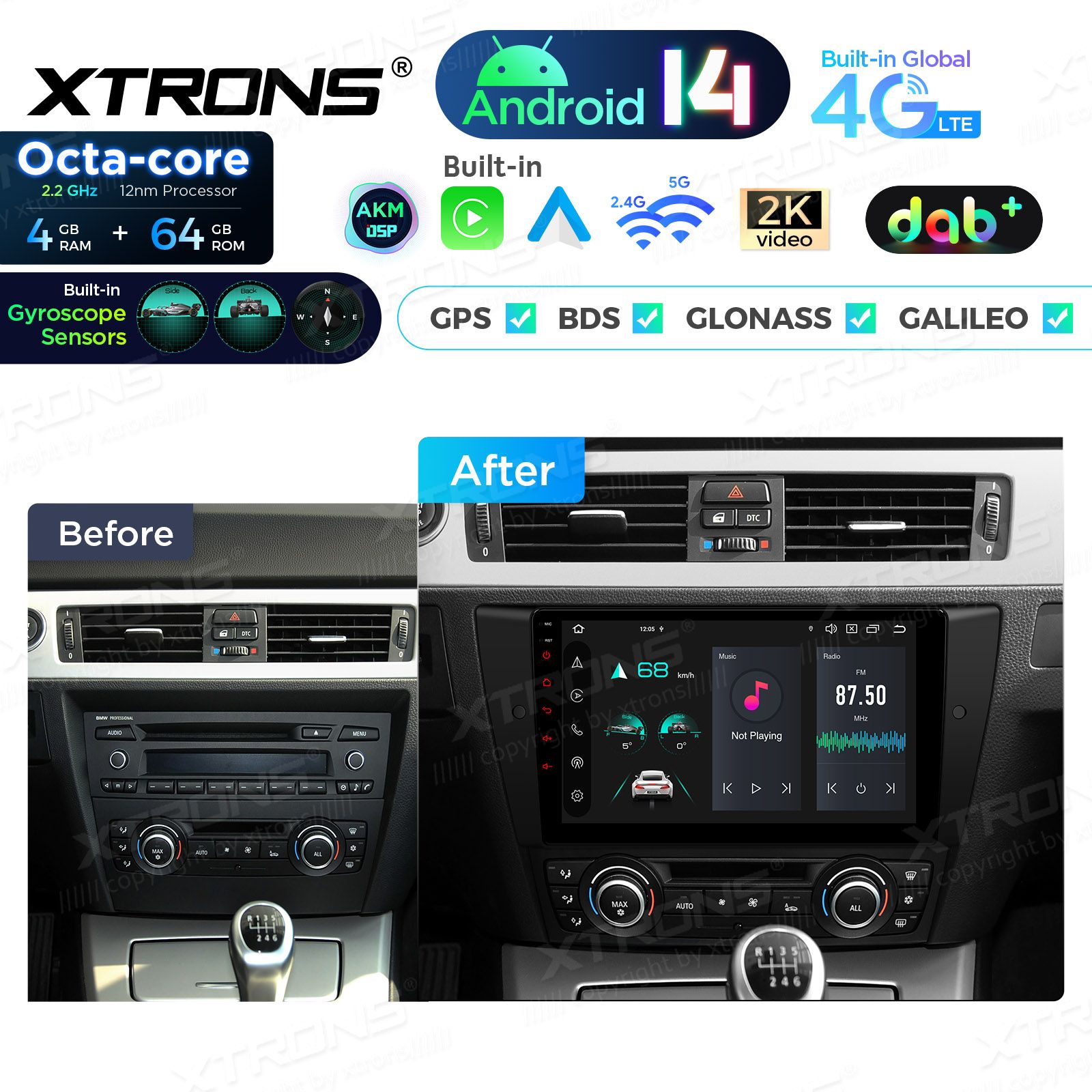 BMW 3. ser. E90 | E91 | E92 | E93 (2005-2012) w/o orig. screen Android 14  | CarPlay Android multimeedia keskus BMW 3. ser. E90 | E91 | E92 | E93 (2005-2012) w/o orig. screen Android 14  | CarPlay Android multimeedia keskus