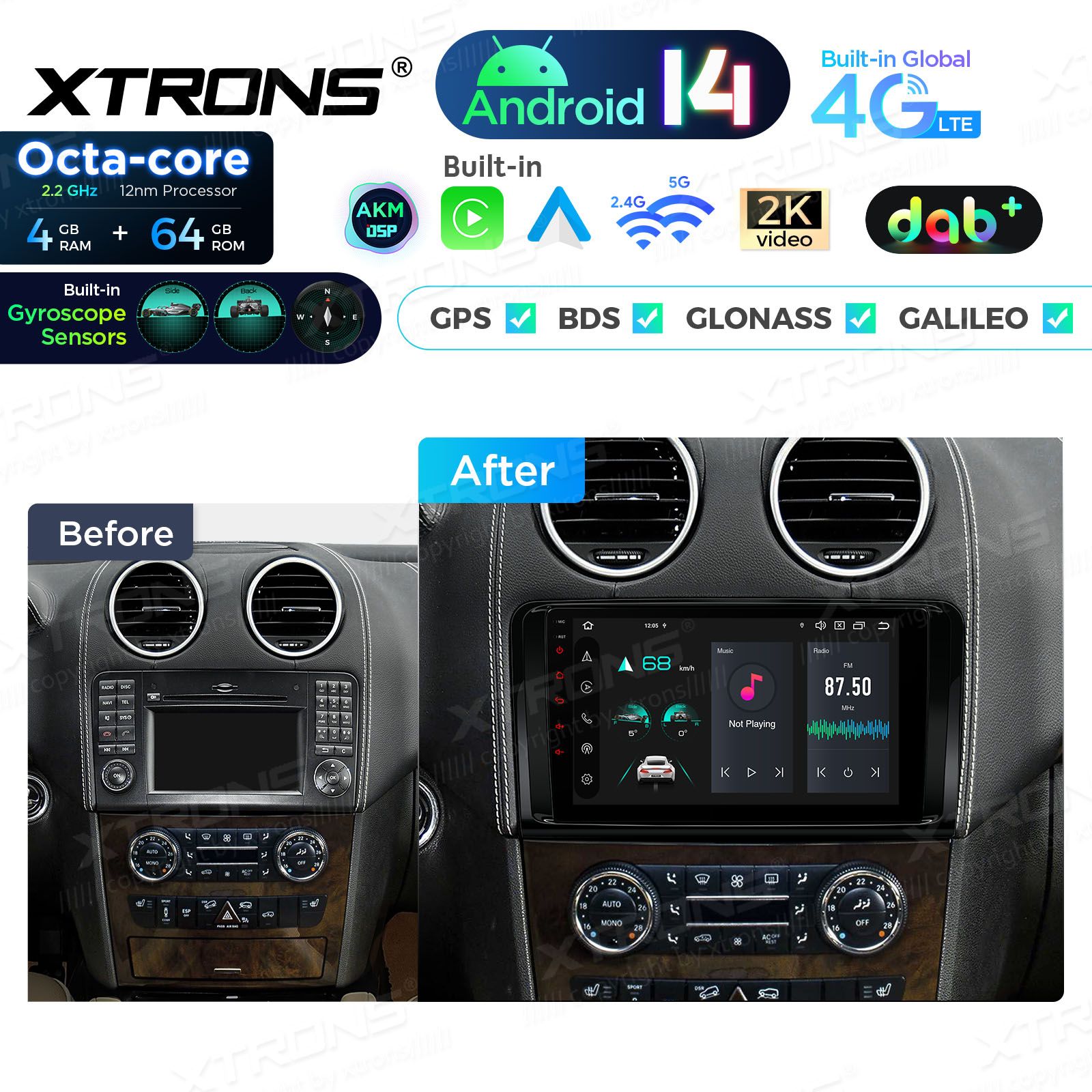 Mercedes-Benz ML | GL | W164 | X164 (2005-2012) Android 14  | CarPlay Android multimeedia keskus Mercedes-Benz ML | GL | W164 | X164 (2005-2012) Android 14  | CarPlay Android multimeedia keskus