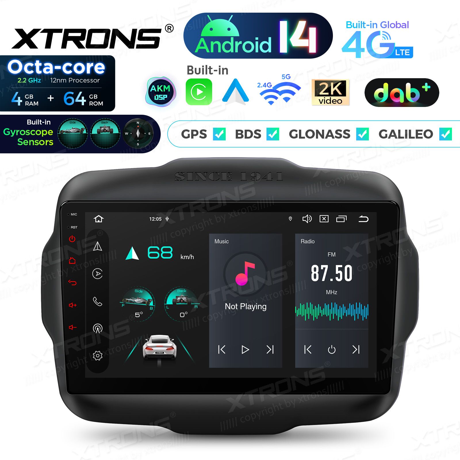 Jeep Renegade (2015-2020) Android 14  | CarPlay Android multimeedia keskus