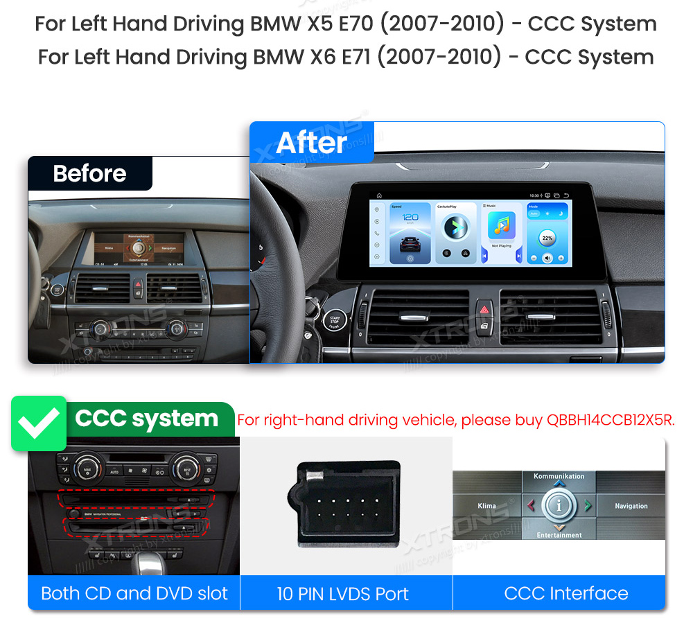 BMW X5 | X6 | E70 | 71 iDrive CCC (2007-2010)  custom fit multimedia radio suitability for the car