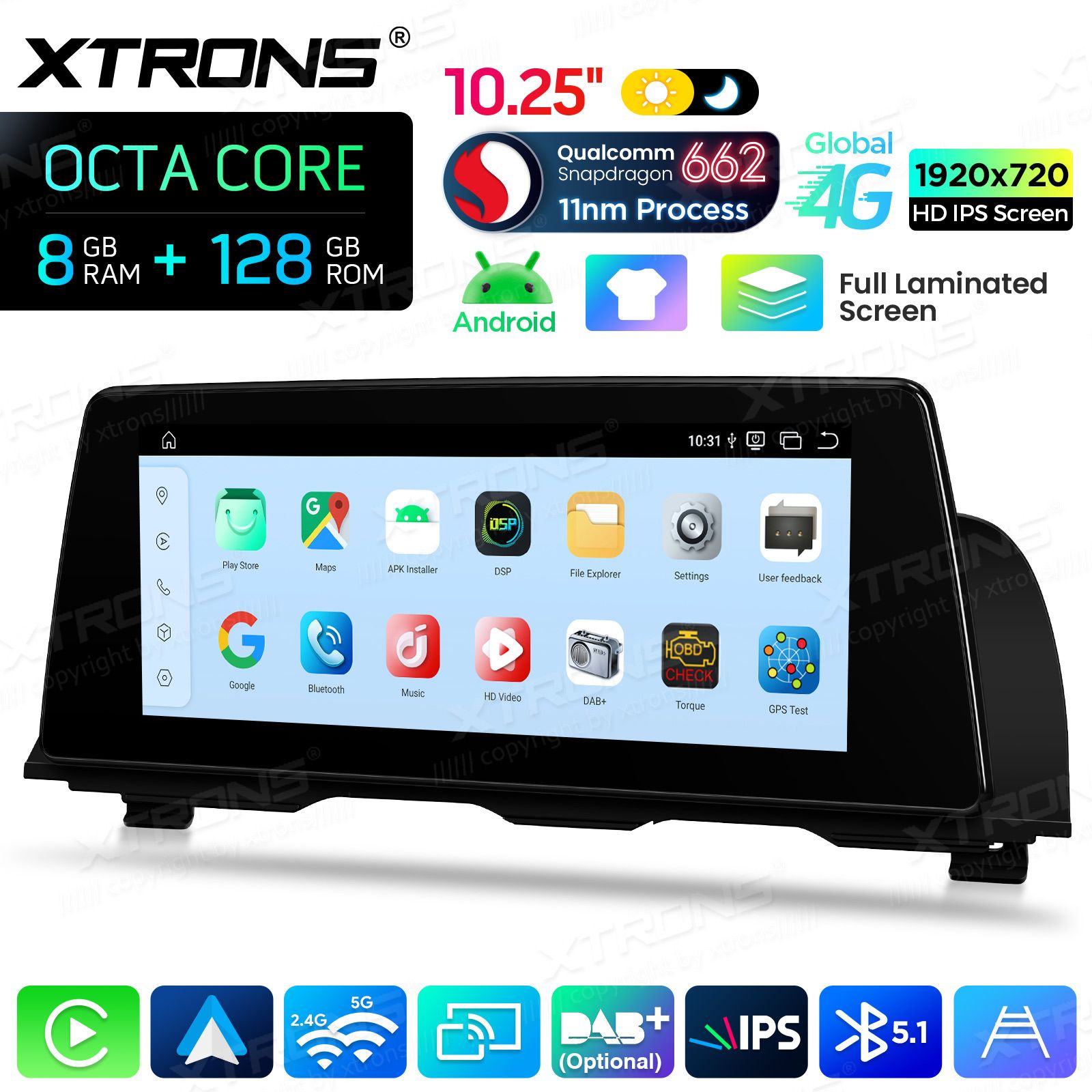 8+128Gb | 10.25"  | BMW 5. ser. BMW F10 | F11 iDrive CIC (2010-2012) Android 14 GPS autoraadio ja multimeedia keskus